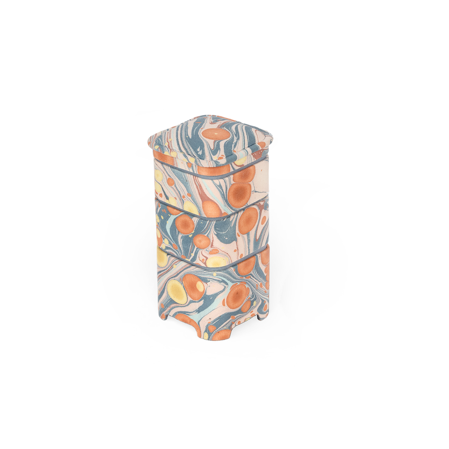 Sunset Stone – Hand Marbled Jewellery Organizer Set  (4" × 4" × 8" | Set of 3)
