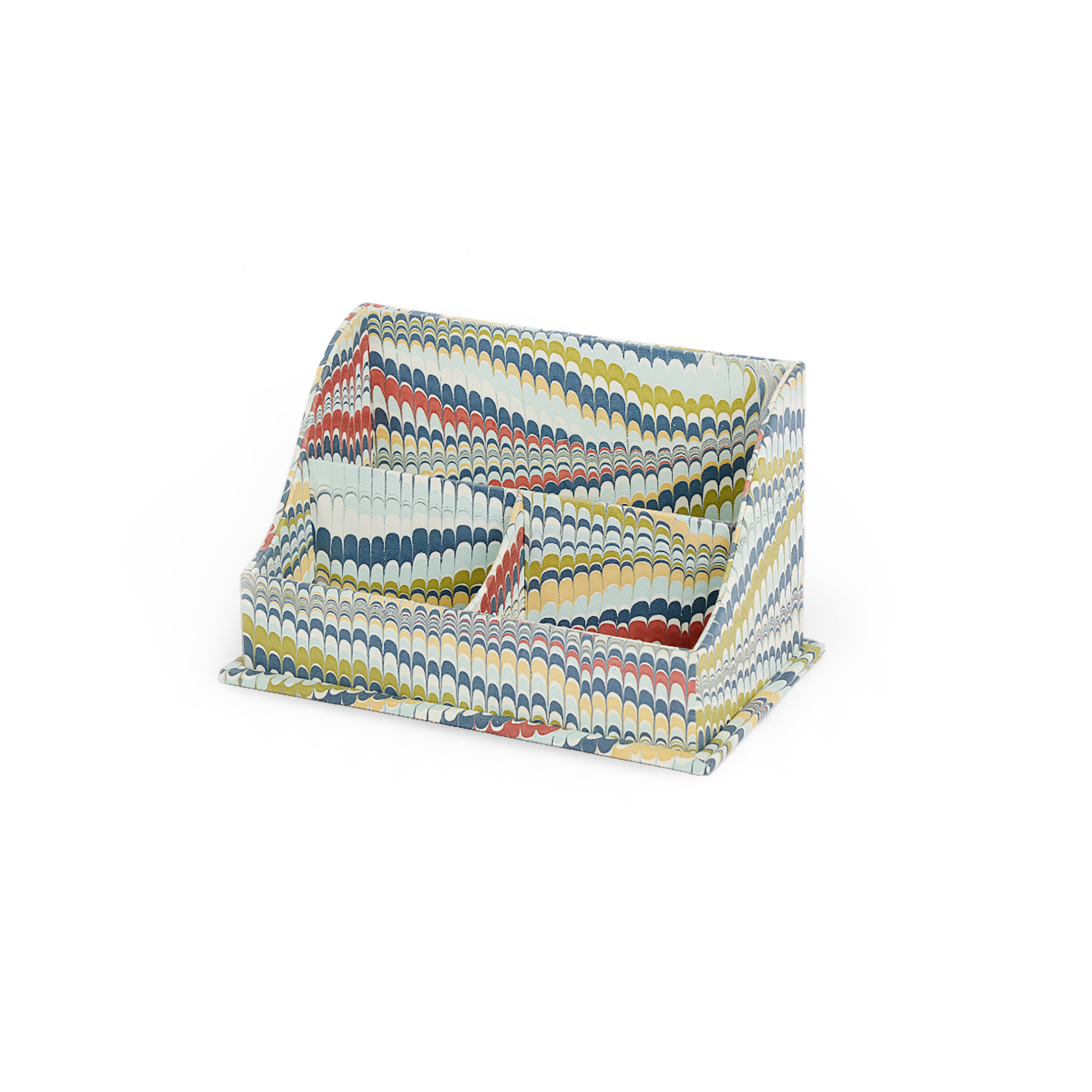 Ocean Wave – Hand Marbled Letter Sorter (10.25” L x 6” W x 6” H | 100% Recycled Cotton Paper)