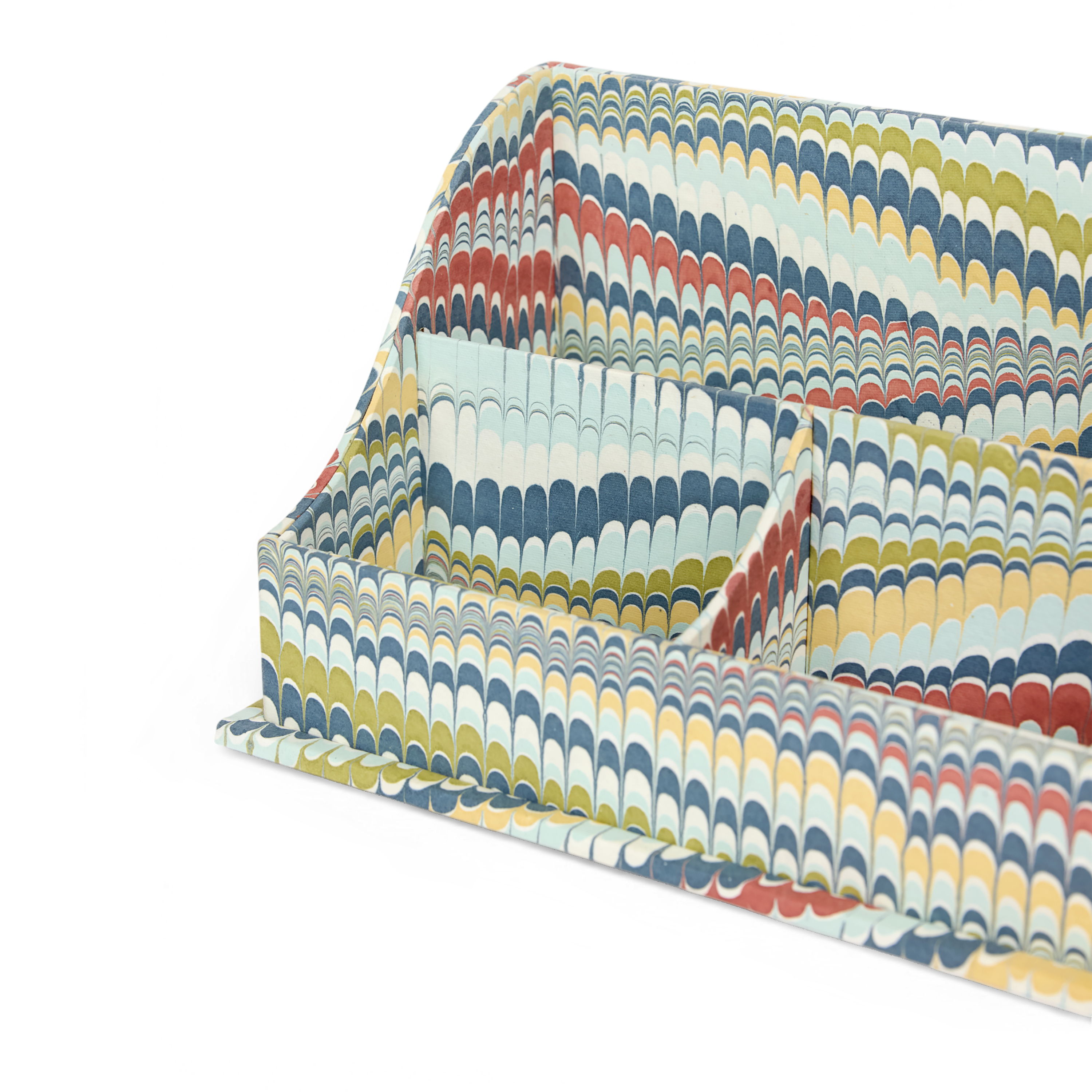 Ocean Wave – Hand Marbled Letter Sorter (10.25” L x 6” W x 6” H | 100% Recycled Cotton Paper)