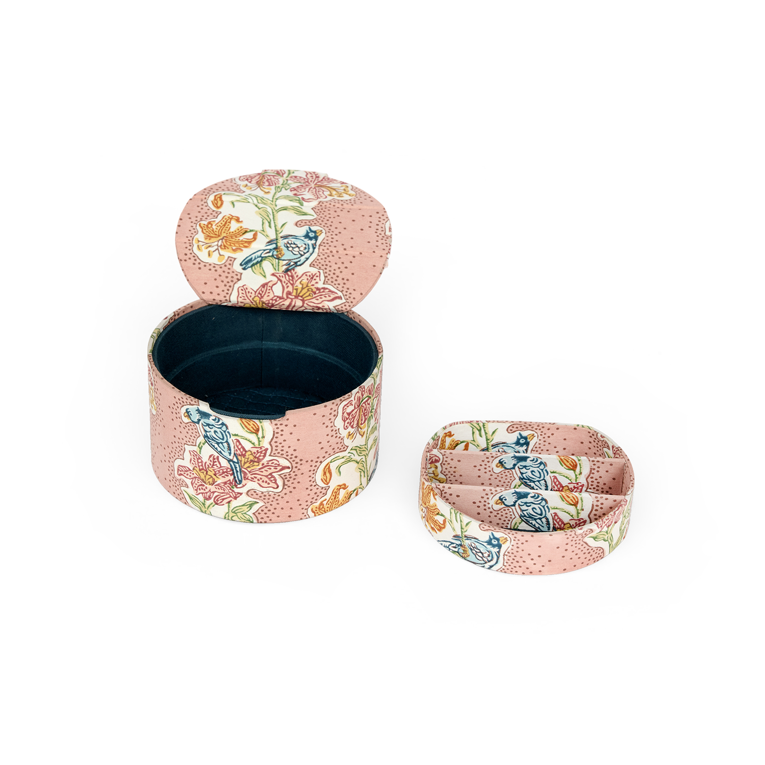 Blush Bagh – Block Printed Keepsake jewellery box (5.25" x 5.25" x 3")