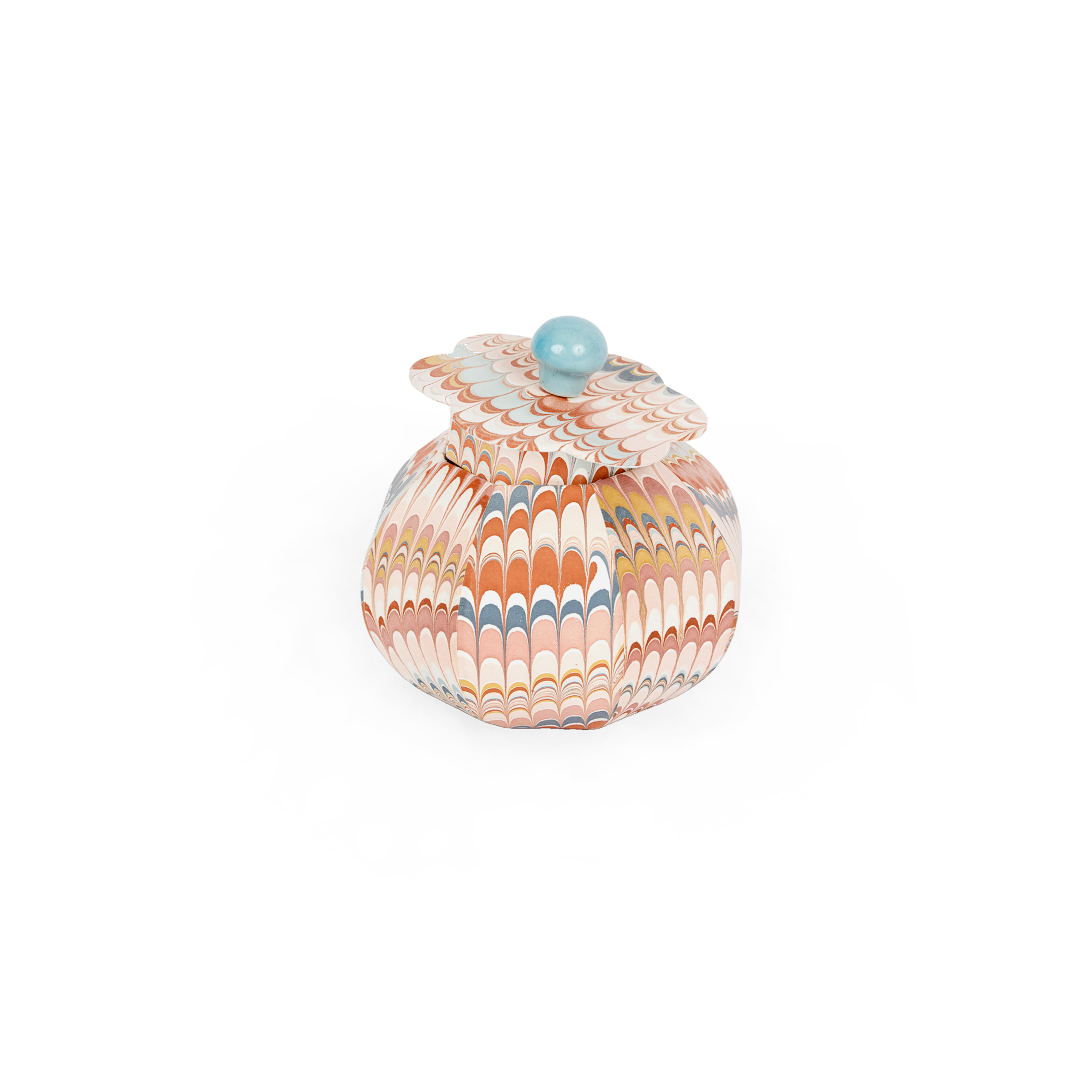 Sunset Wave – Hand Marbled Storage Jar (4.5" x 4.5" x 4" | 100% Recycled Cotton Paper)
