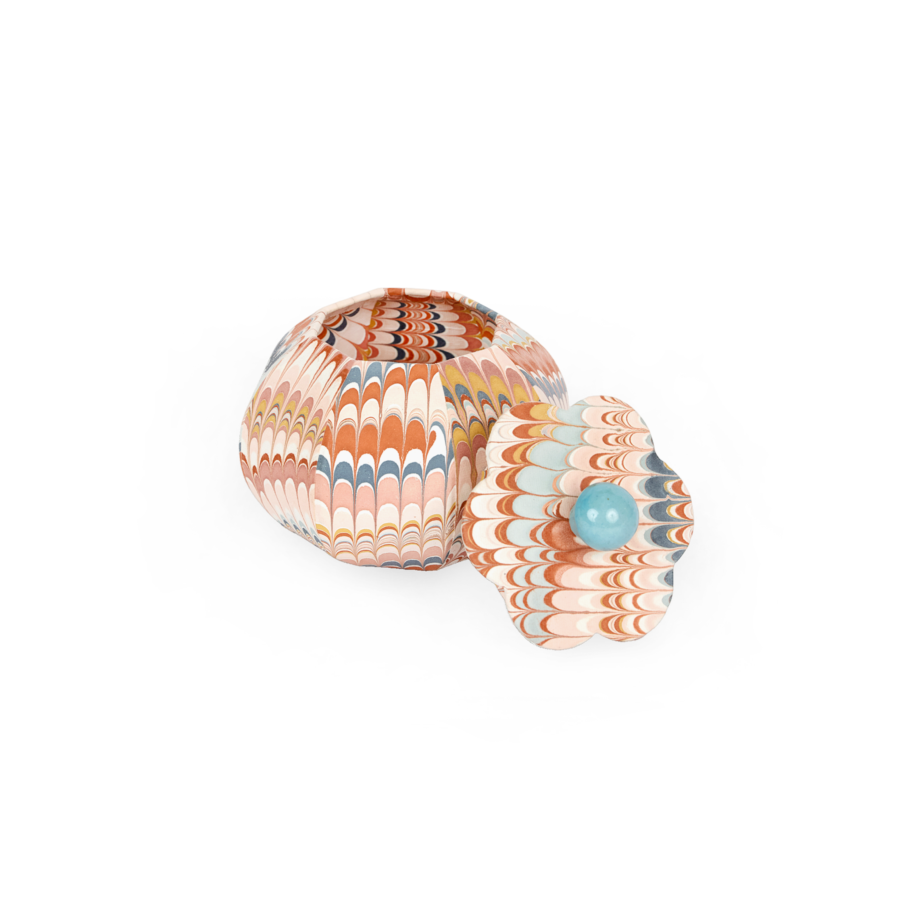 Sunset Wave – Hand Marbled Storage Jar (4.5" x 4.5" x 4" | 100% Recycled Cotton Paper)