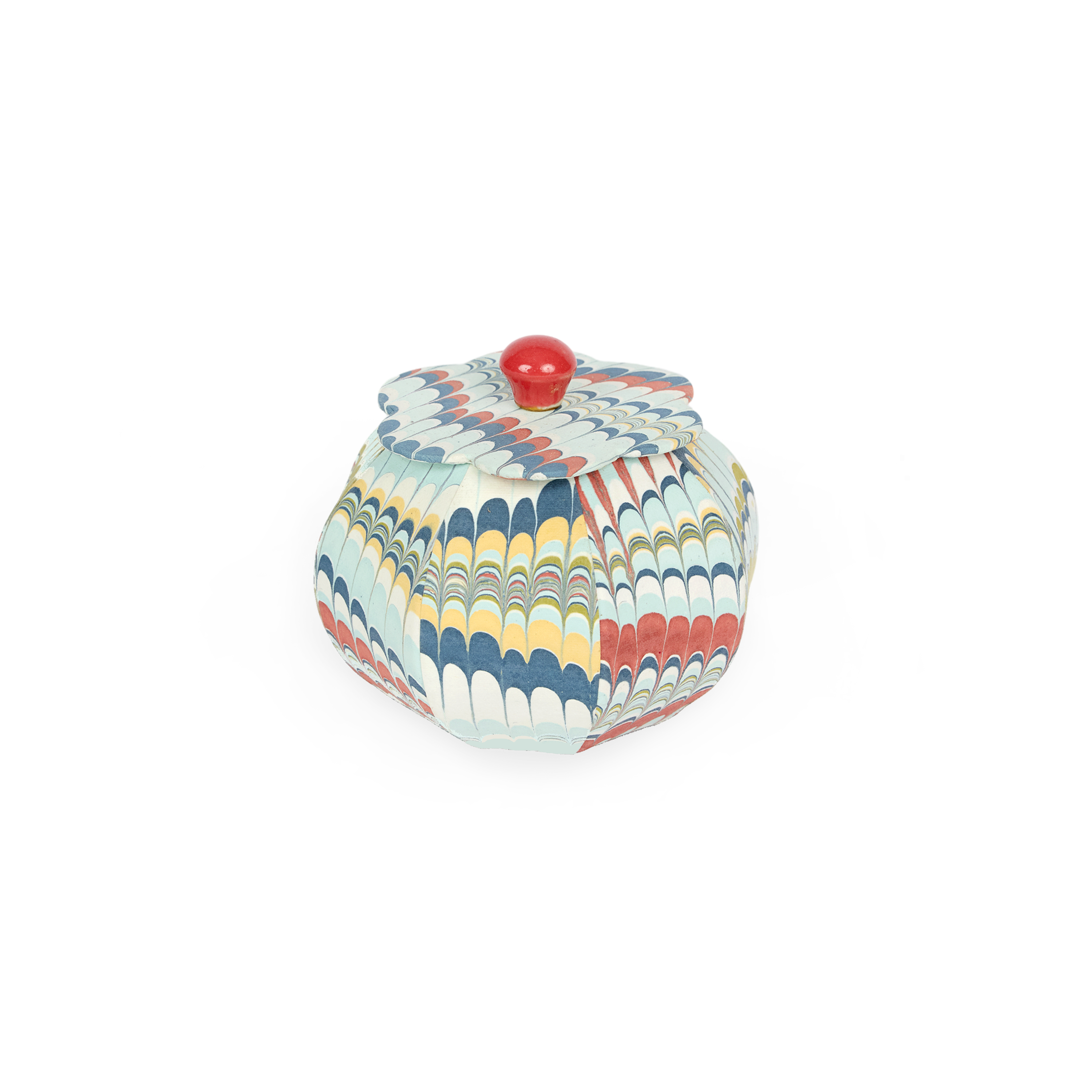 Ocean Wave – Hand Marbled Storage Jar (4.5" x 4.5" x 4" | 100% Recycled Cotton Paper)