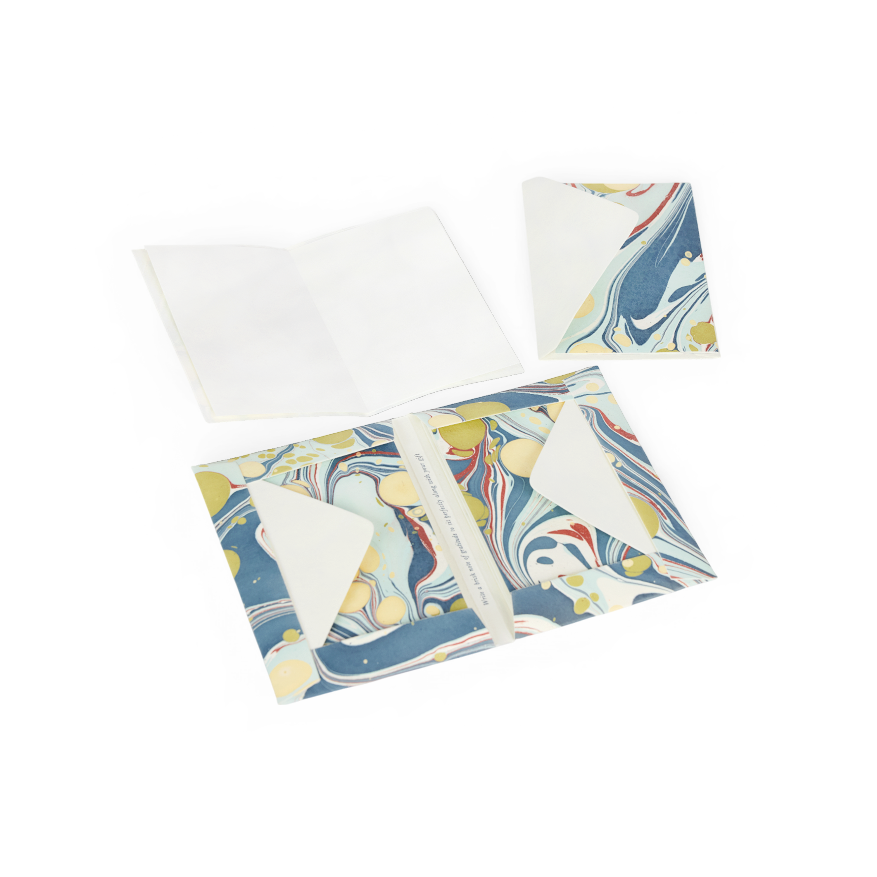 Ocean Stone – Hand Marbled Greeting Card Folder Set (6” x 4” | 100% Recycled Cotton Paper)