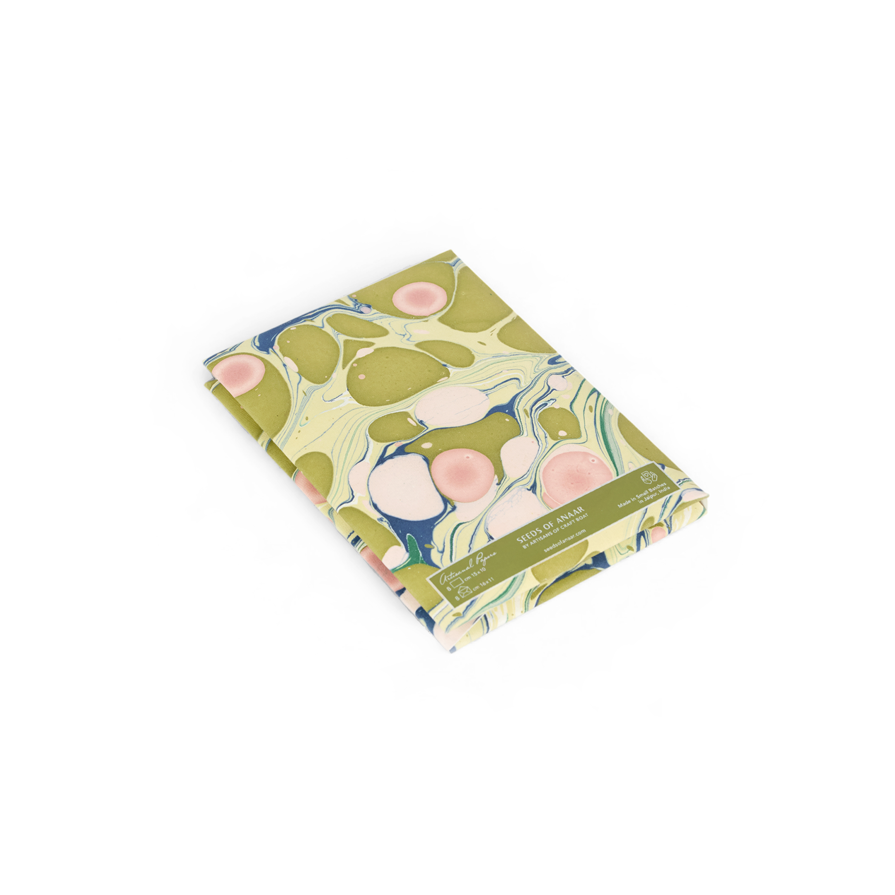 Meadow Stone  – Hand Marbled Greeting Card Folder Set  (6” x 4” | 100% Recycled Cotton Paper)