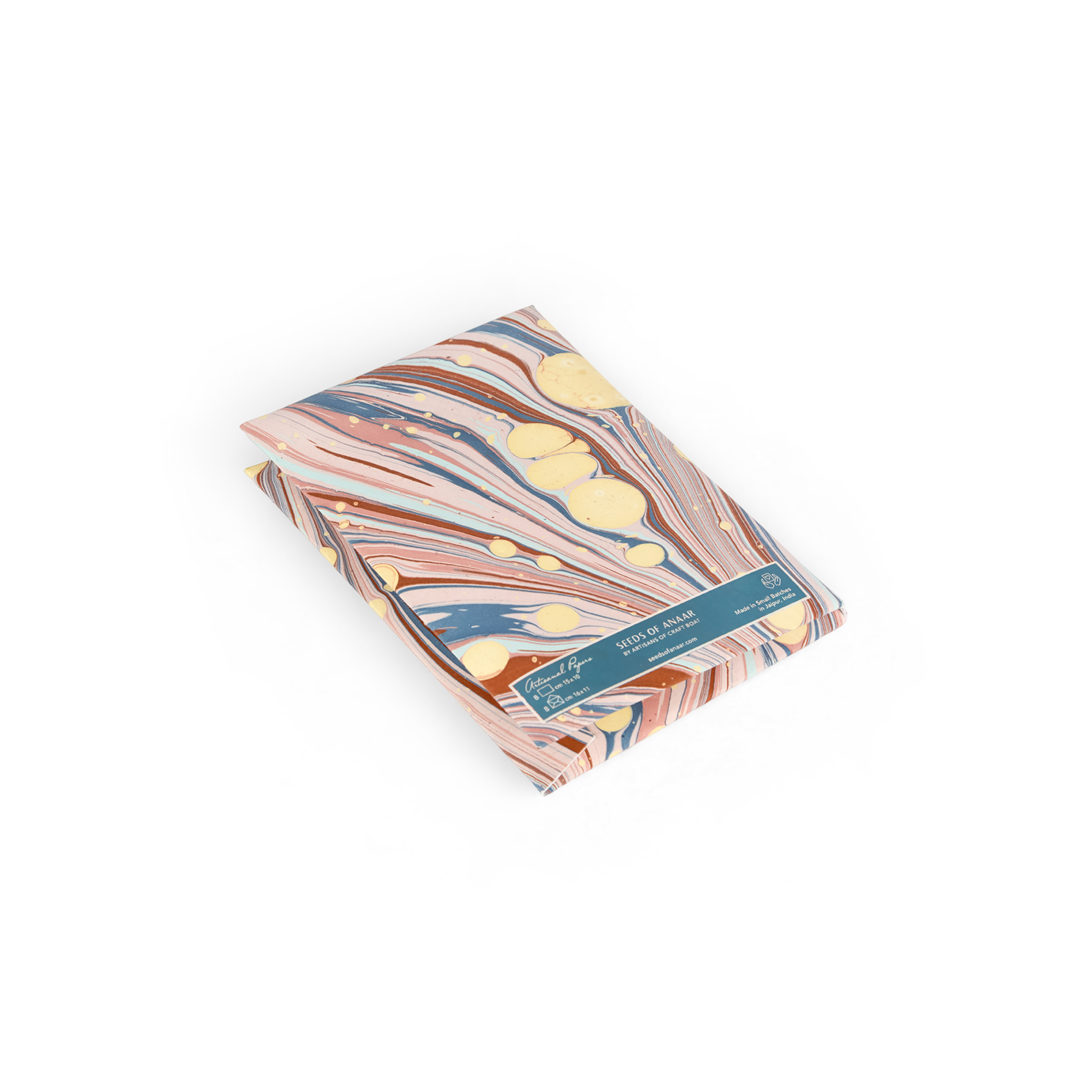 Sunset Swirl  – Hand Marbled Greeting Card Folder Set  (6” x 4” | 100% Recycled Cotton Paper)
