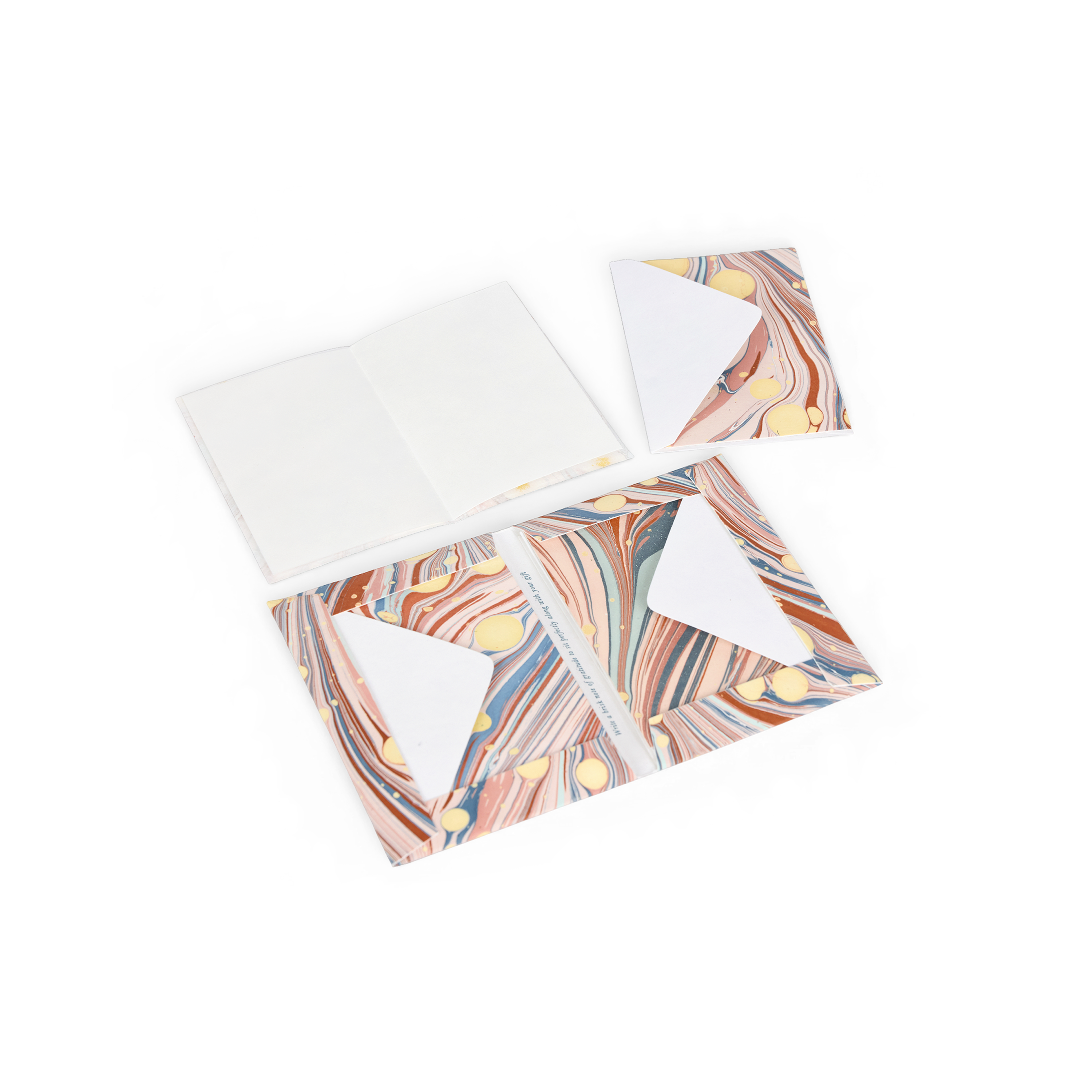 Sunset Swirl  – Hand Marbled Greeting Card Folder Set  (6” x 4” | 100% Recycled Cotton Paper)