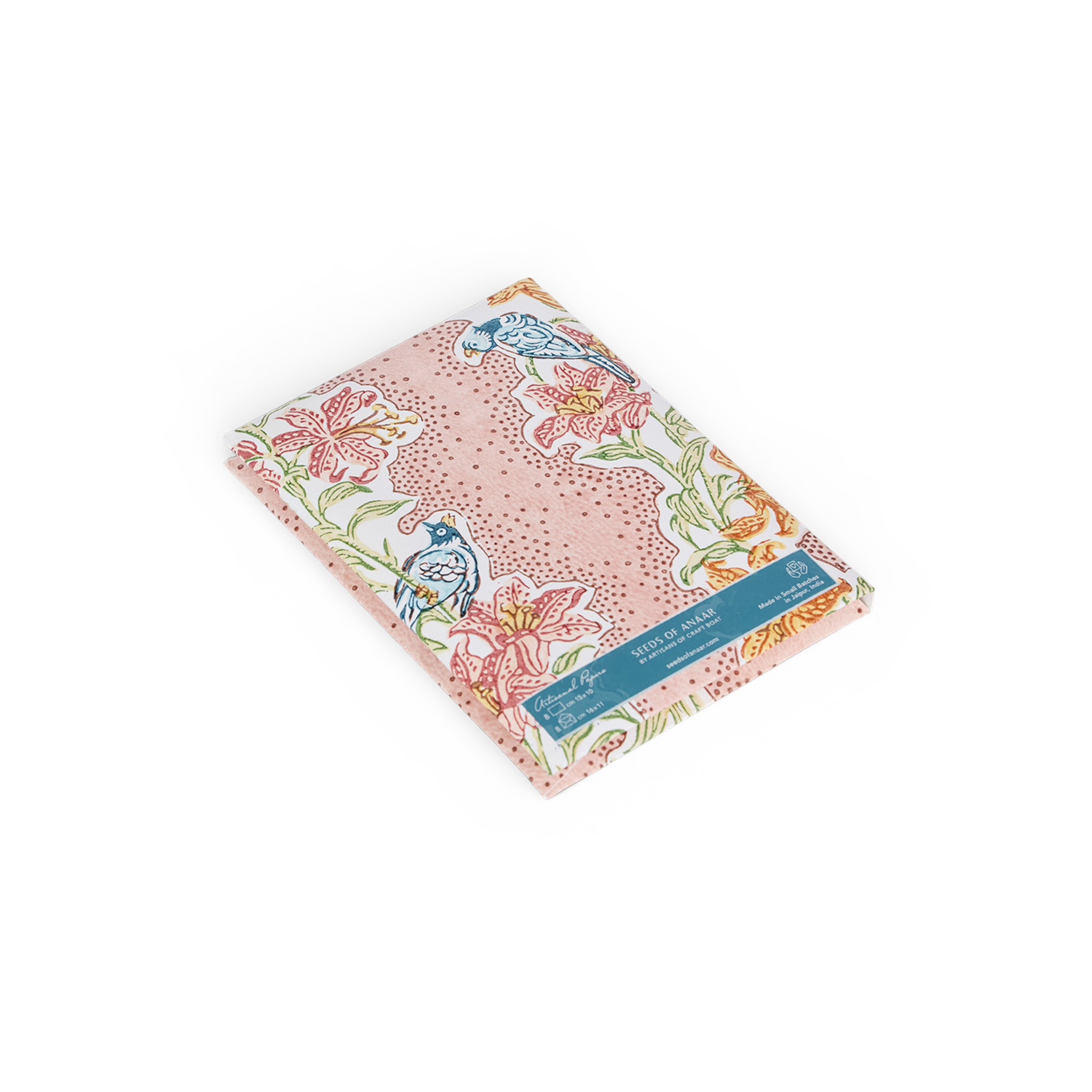 Blush Bagh – Block Printed Greeting Card Set (6” x 4” | 100% Recycled Cotton Paper)