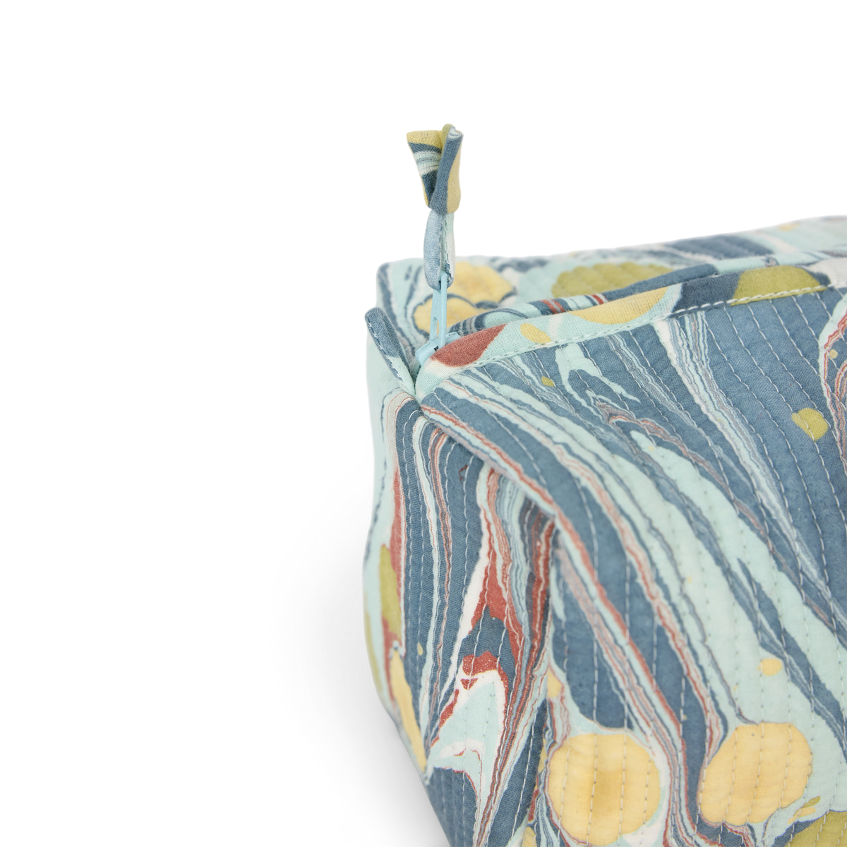 Ocean Stone – Hand Marbled Quilted Beauty Bag  (Medium – 8.5" × 4" × 3.5")