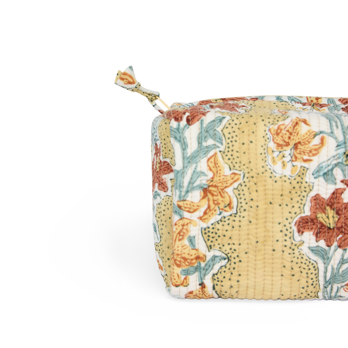Earth Garden – Quilted Beauty Bag  Medium – 8.5" × 4" × 3.5"