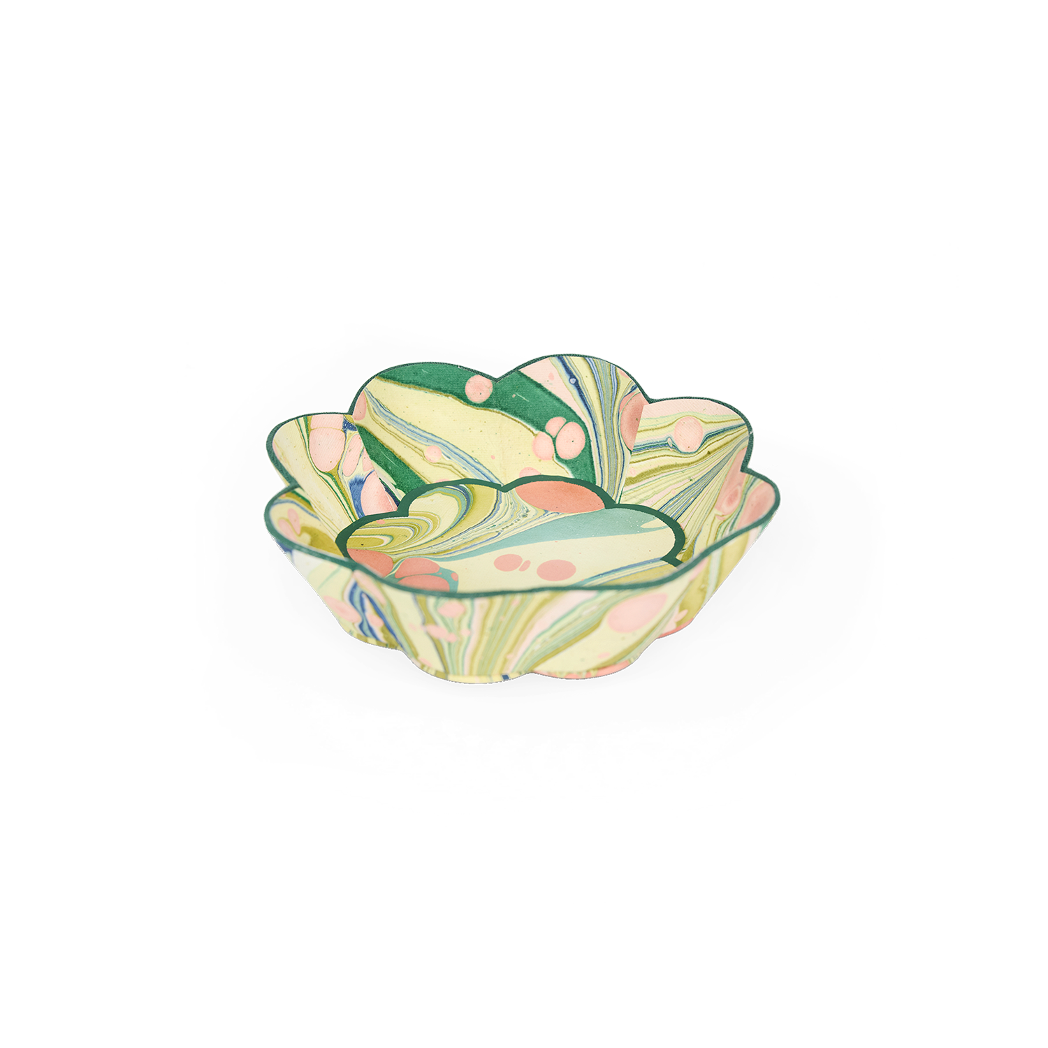 Meadow Swirl – Hand Marbled Scalloped Bowl Tray  (5.5" x 5.5" x 1.5")