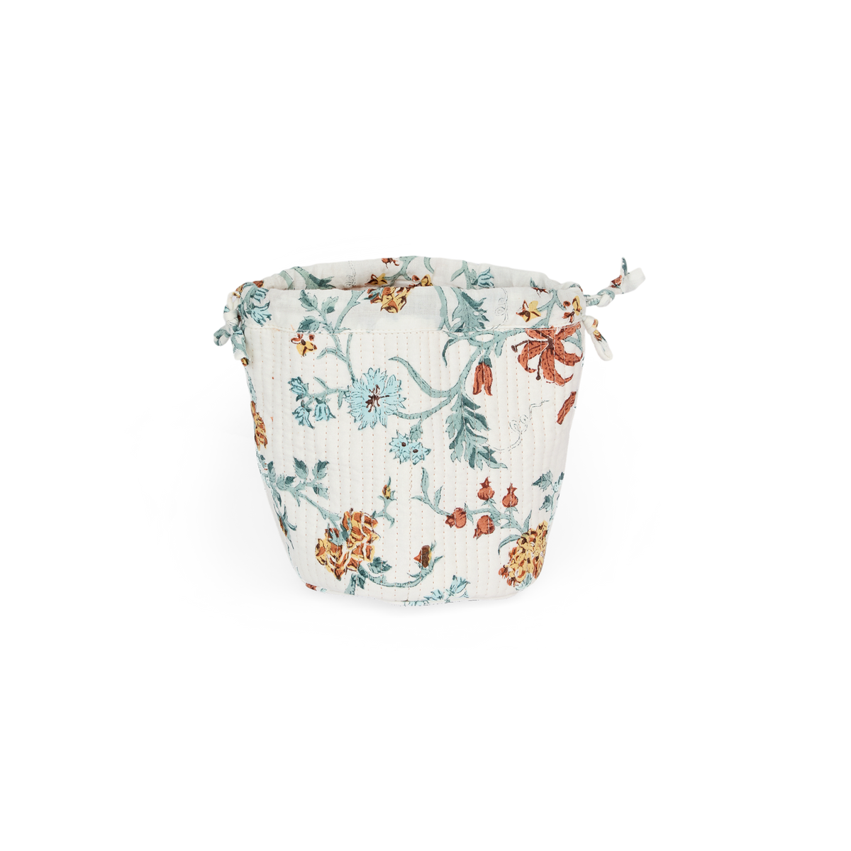 Autumn Meadow – Hand Block Printed Quilted Pouch  (Jewelry & Beauty Organizer)