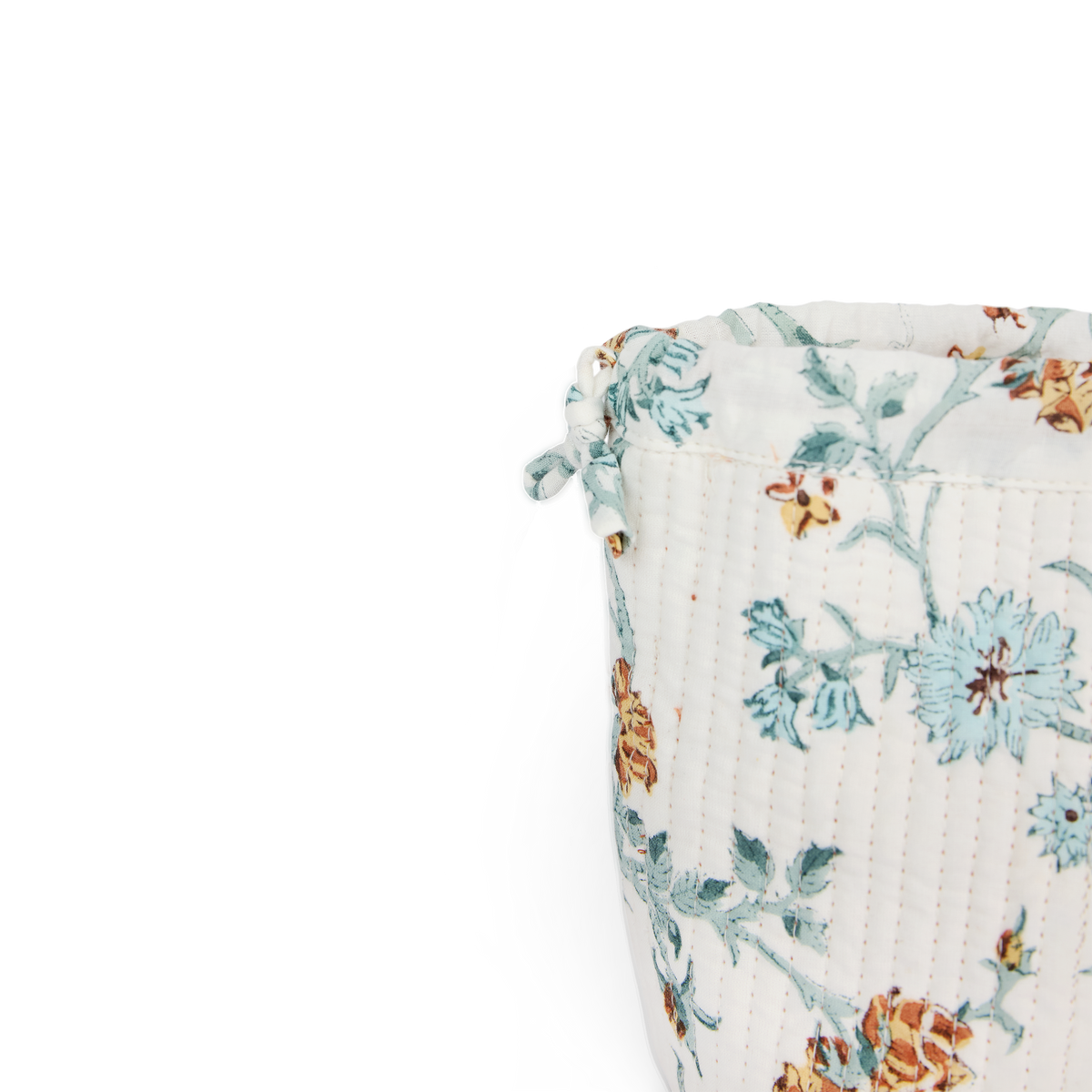 Autumn Meadow – Hand Block Printed Quilted Pouch  (Jewelry & Beauty Organizer)