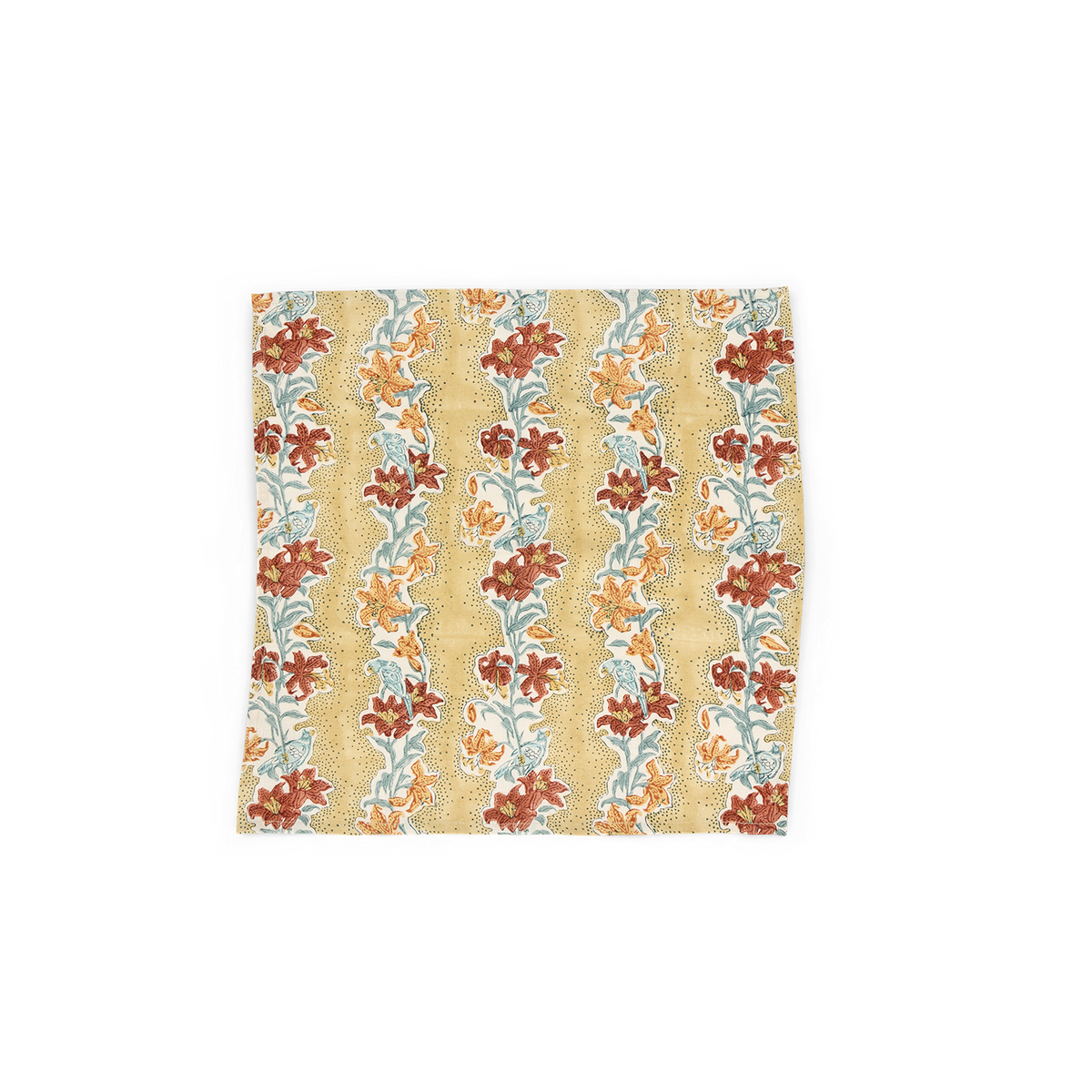 Earth Garden  – Hand Block Printed Linen Napkin (Set of 2)  18" x 18"