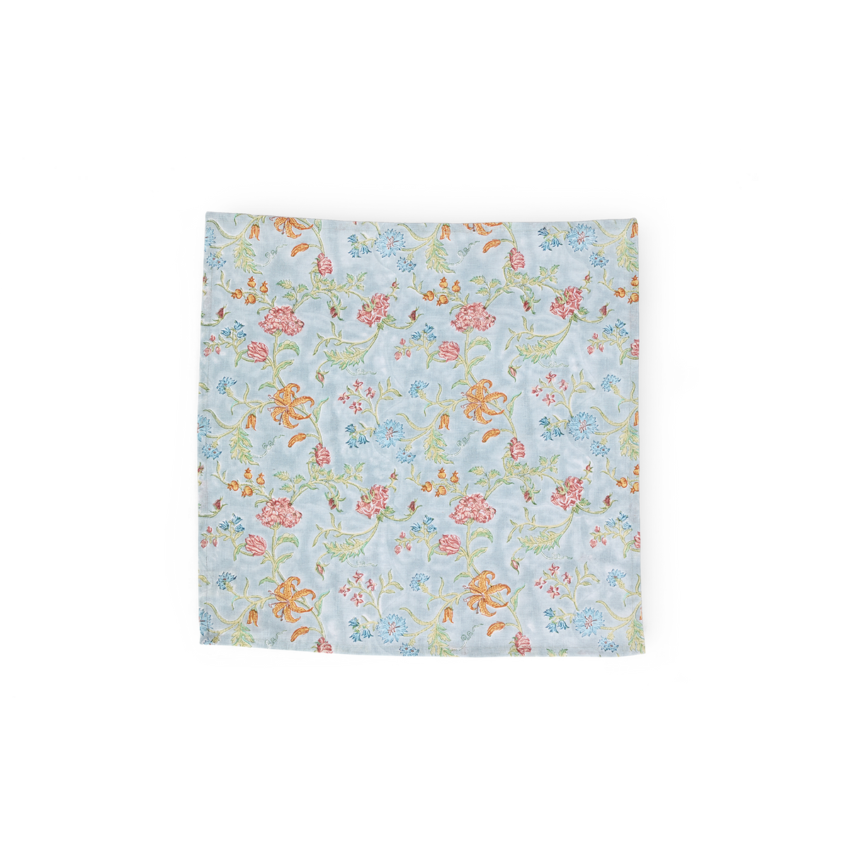 Sky Garden – Hand Block Printed Linen Napkin (Set of 2)  18" x 18"