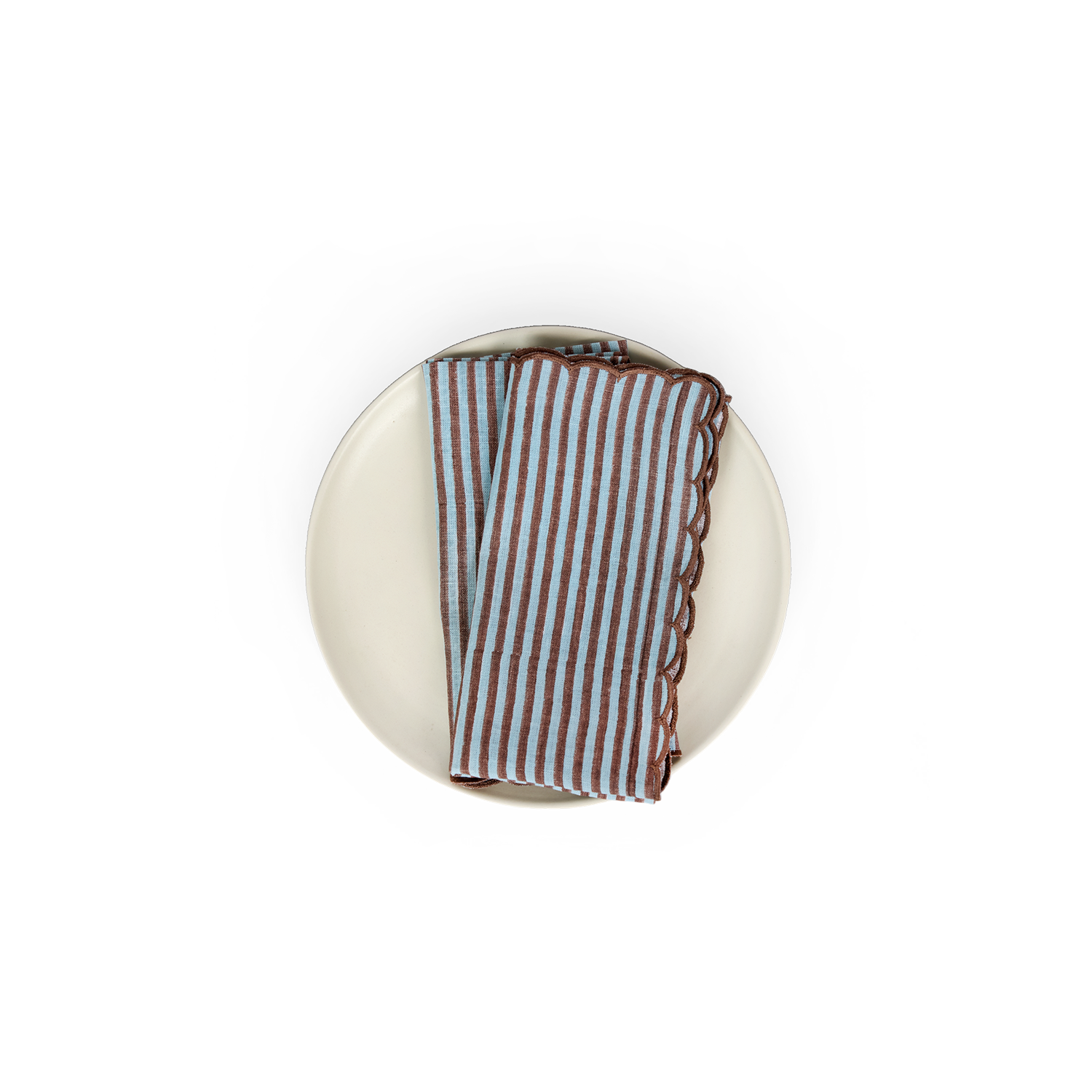 Cocoa Stripe – Hand Block Printed Cotton Napkin (Set of 2) (18" x 18")
