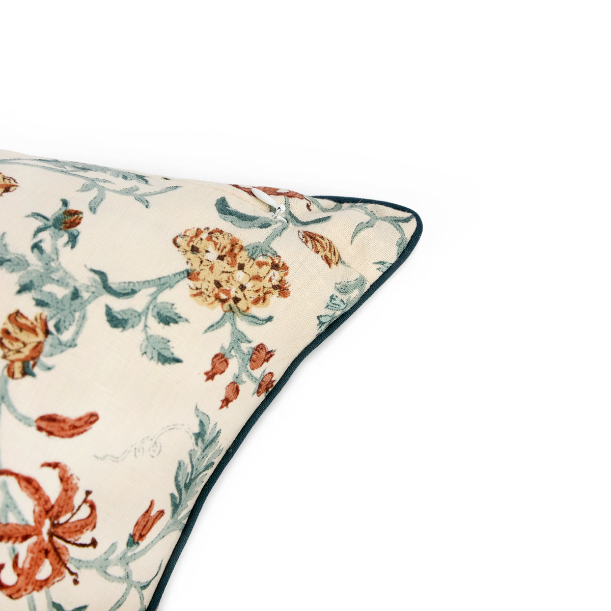 Autumn Meadow  – Hand Block Printed Linen Pillow Cover (20" x 20")