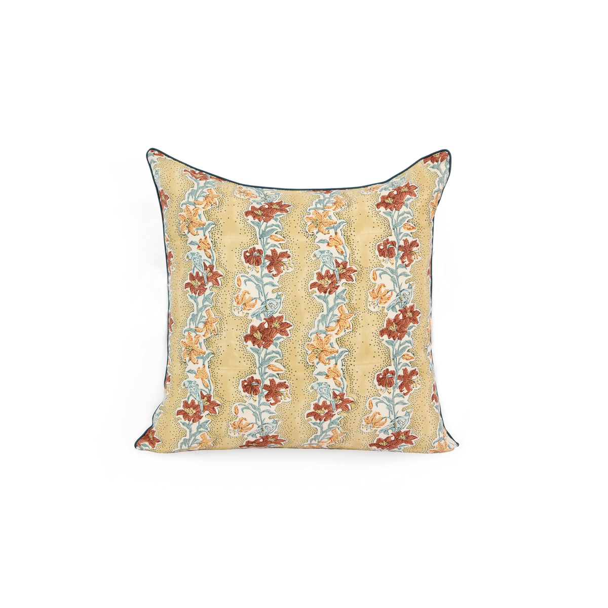 Amber Garden – Hand Block Printed Linen Pillow Cover (20" x 20")