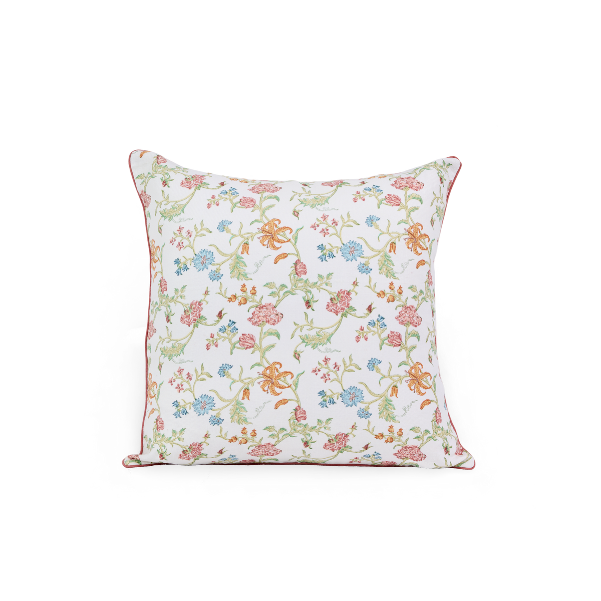 Moonflower Meadow – Hand Block Printed Linen Pillow Cover (20" x 20")