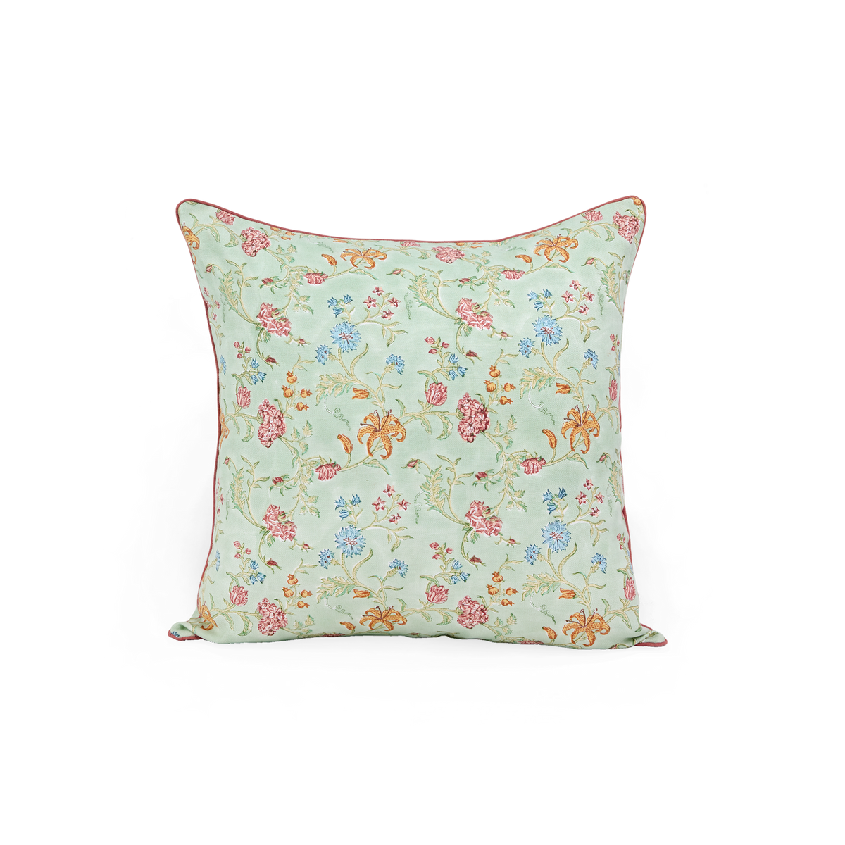 Spring Meadow– Hand Block Printed Linen Pillow Cover (20" x 20")