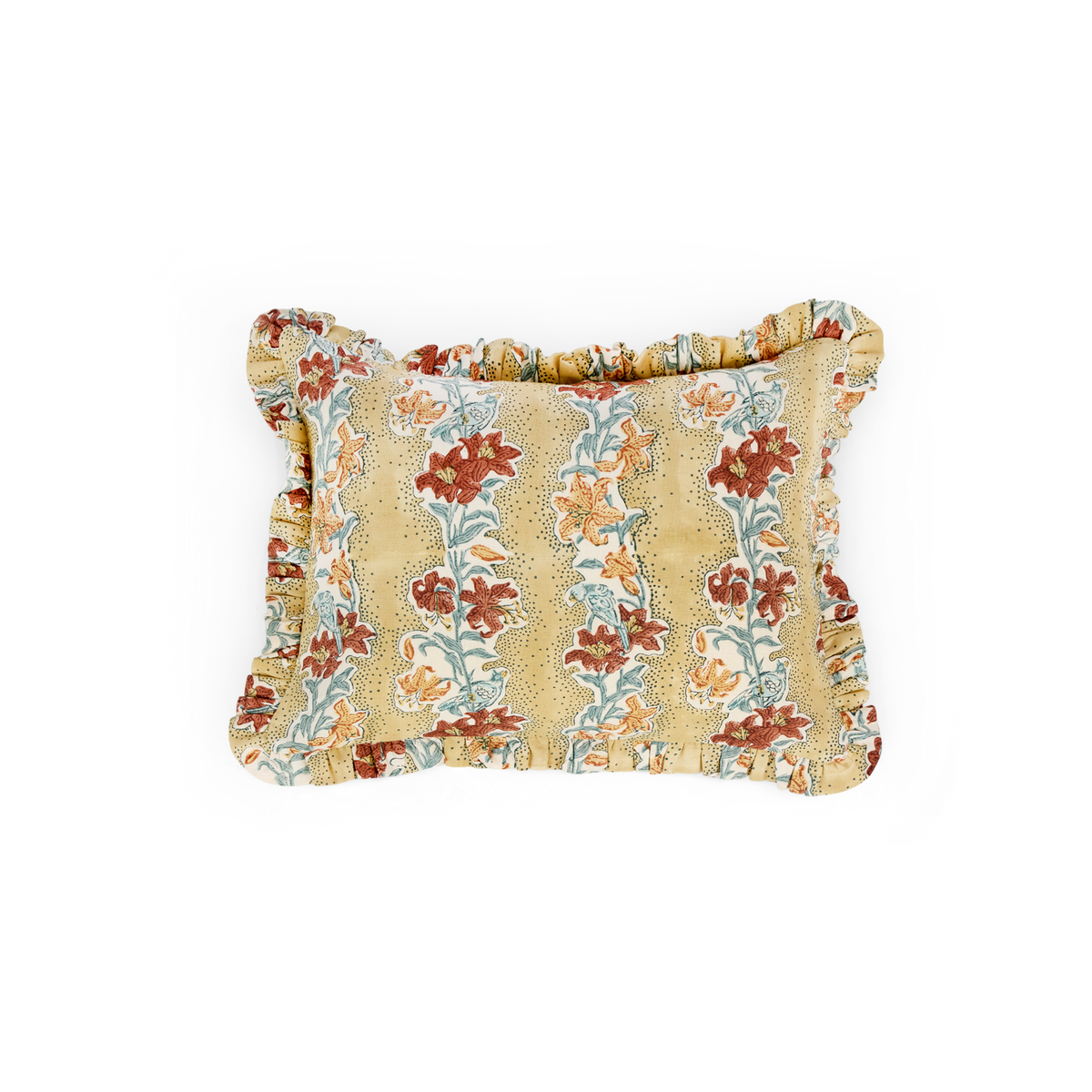 Amber Garden – Hand Block Printed Linen Pillow Cover (12" x 16")