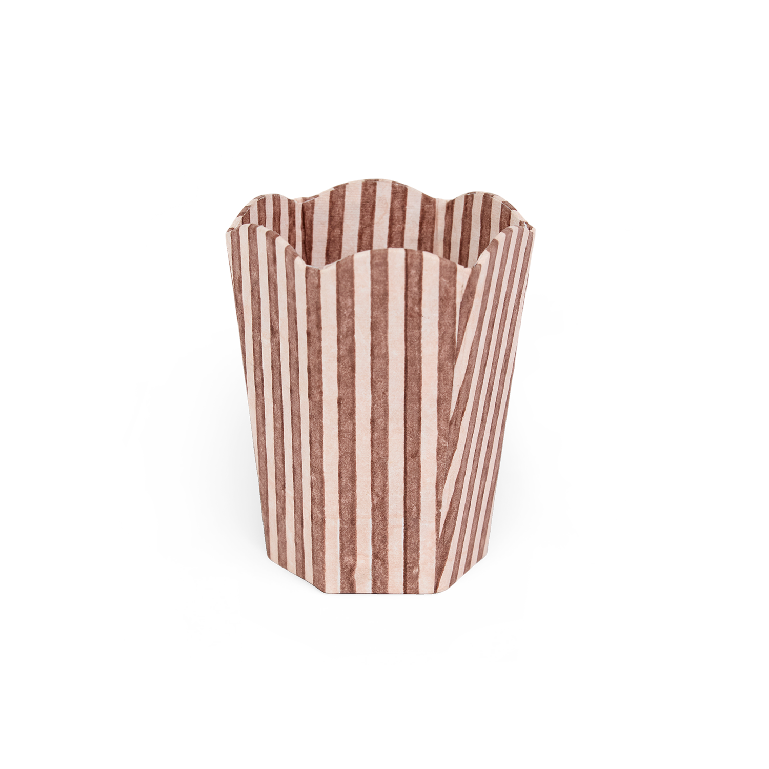 Rose Stripe – Hand Block Printed Scalloped Pen Pot  (3.25" W x 3.25" D x 4.5" H )
