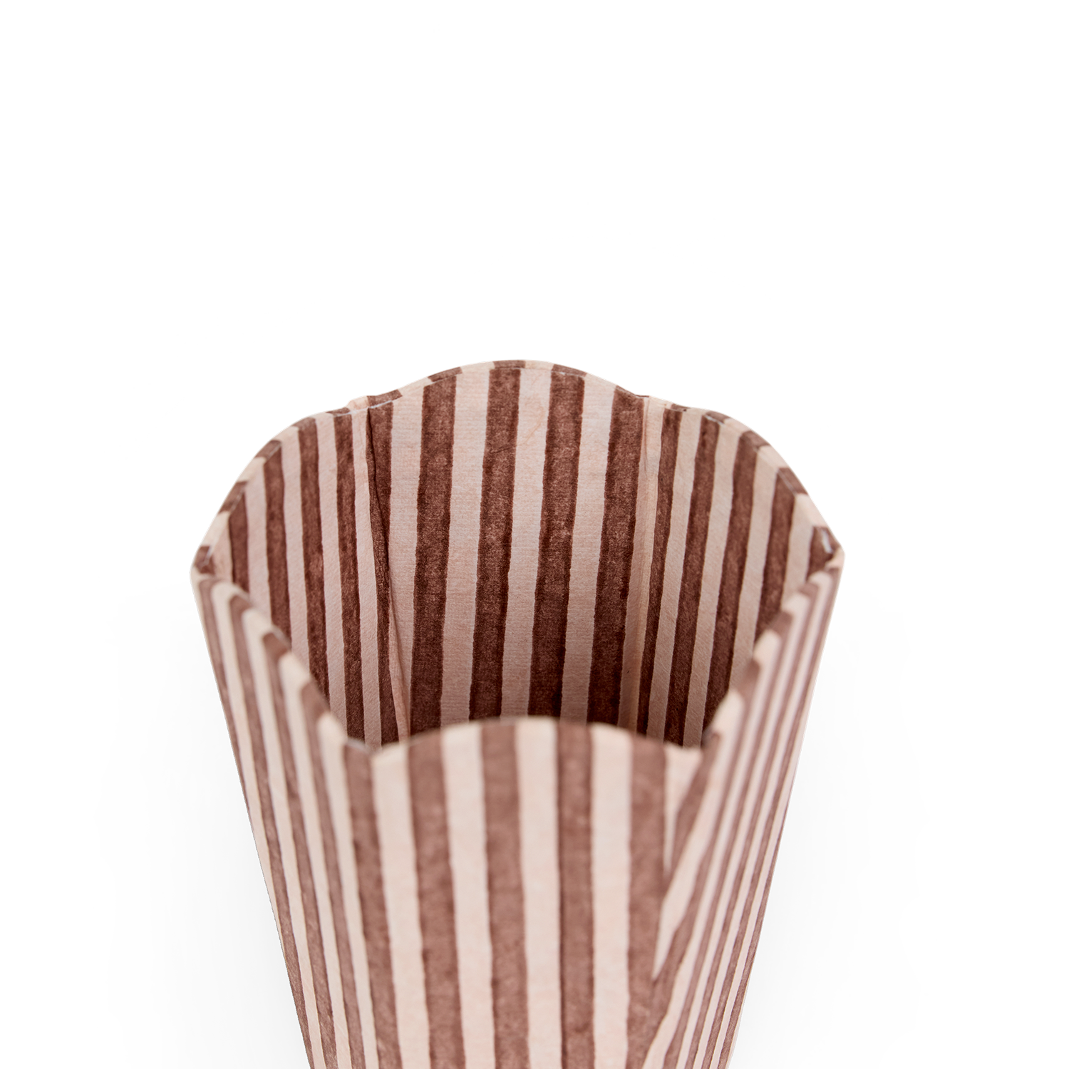 Rose Stripe – Hand Block Printed Scalloped Pen Pot  (3.25" W x 3.25" D x 4.5" H )
