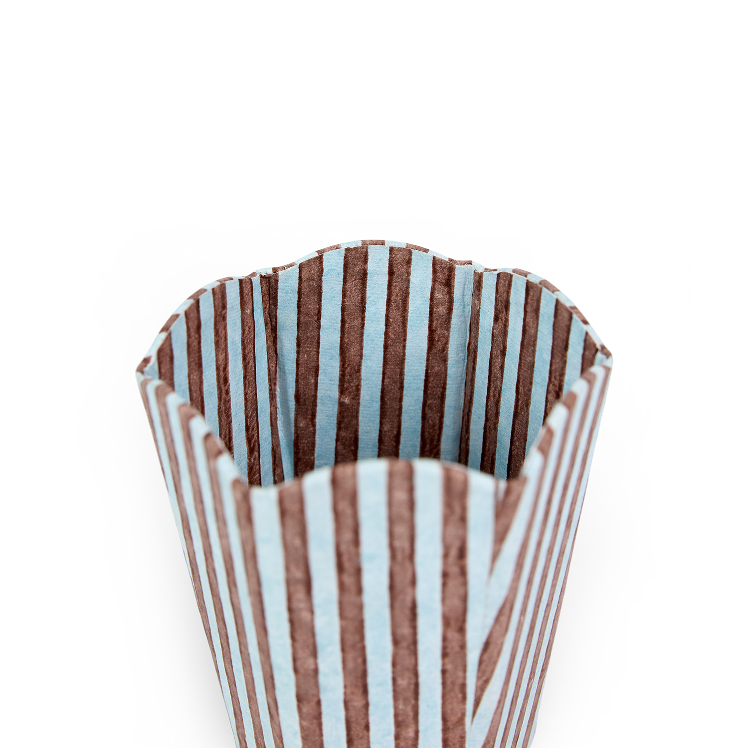 Mist Stripe – Hand Block Printed Scalloped Pen Pot  (3.25" W x 3.25" D x 4.5" H )
