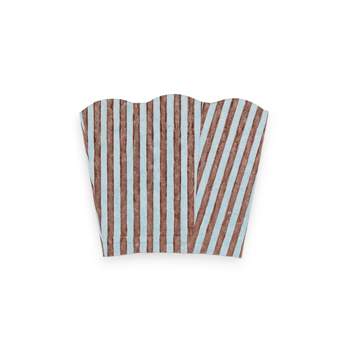 Mist Stripe – Hand Block Printed Scalloped Pen Pot  (3.25" W x 3.25" D x 4.5" H )