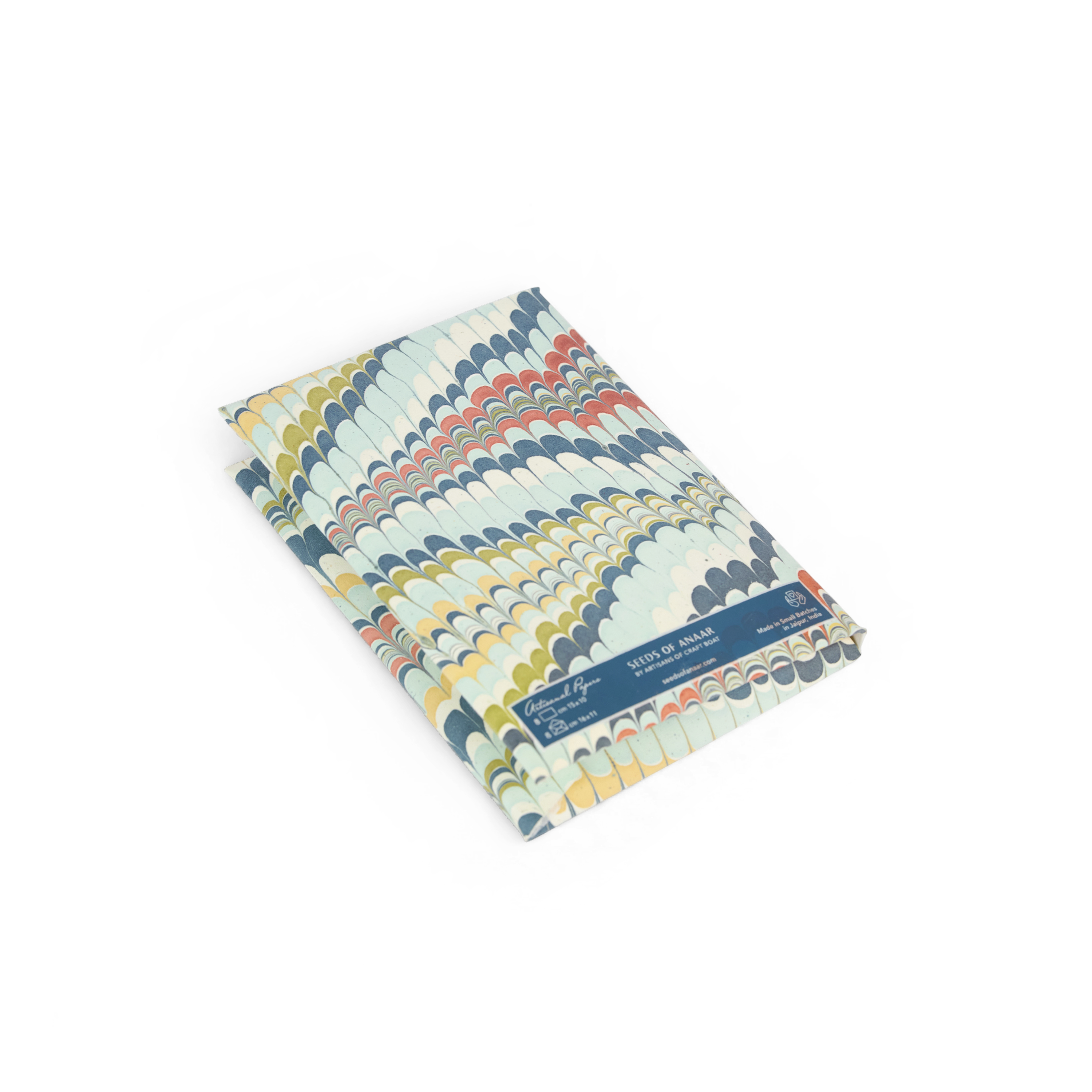 Ocean Wave – Hand Marbled Greeting Card Folder Set  (6” x 4” | 100% Recycled Cotton Paper)