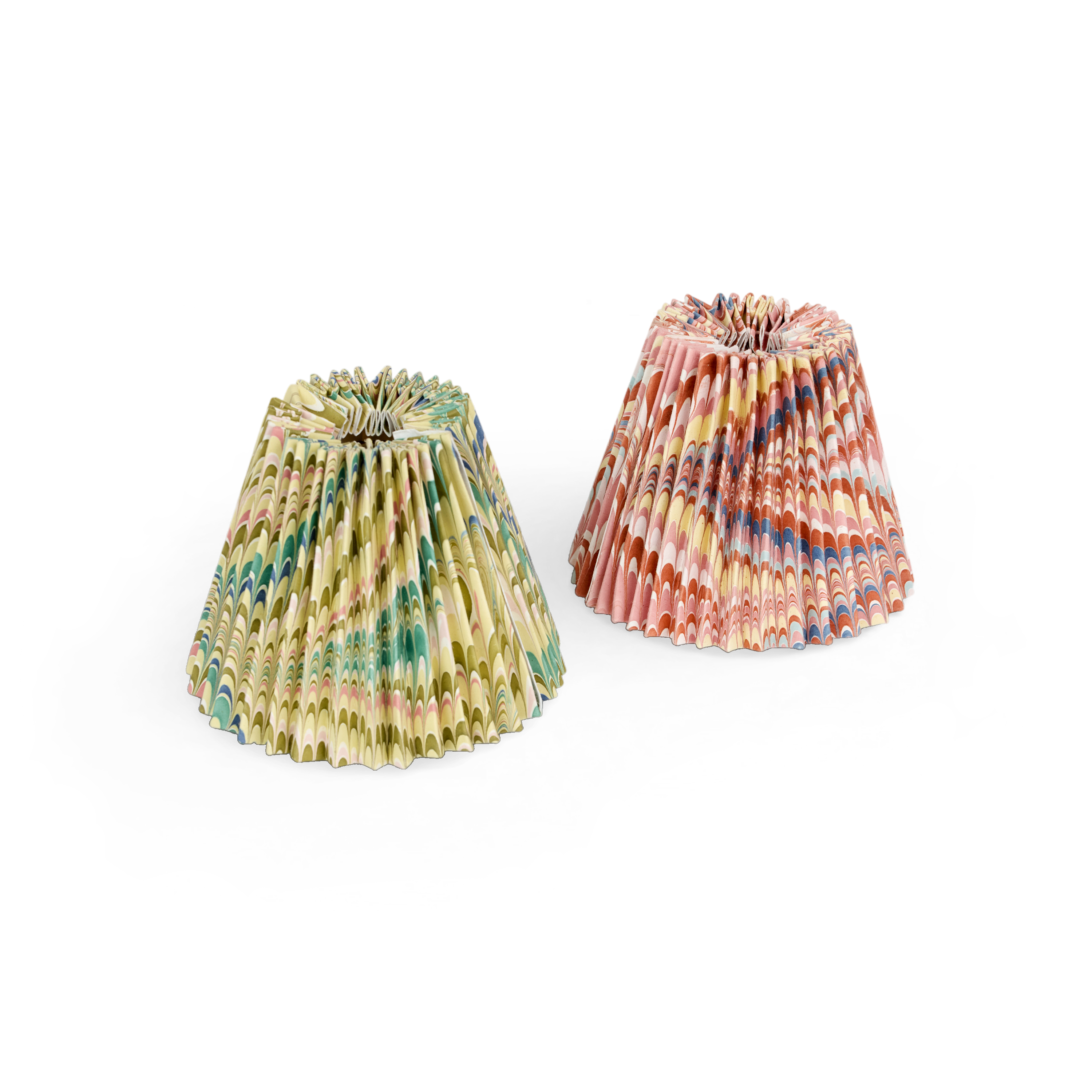 Sunset Wave – Hand Marbled Pleated Lampshade (5.5” H x 6.75” W x 3.5” Ø | 100% Recycled Cotton Paper)