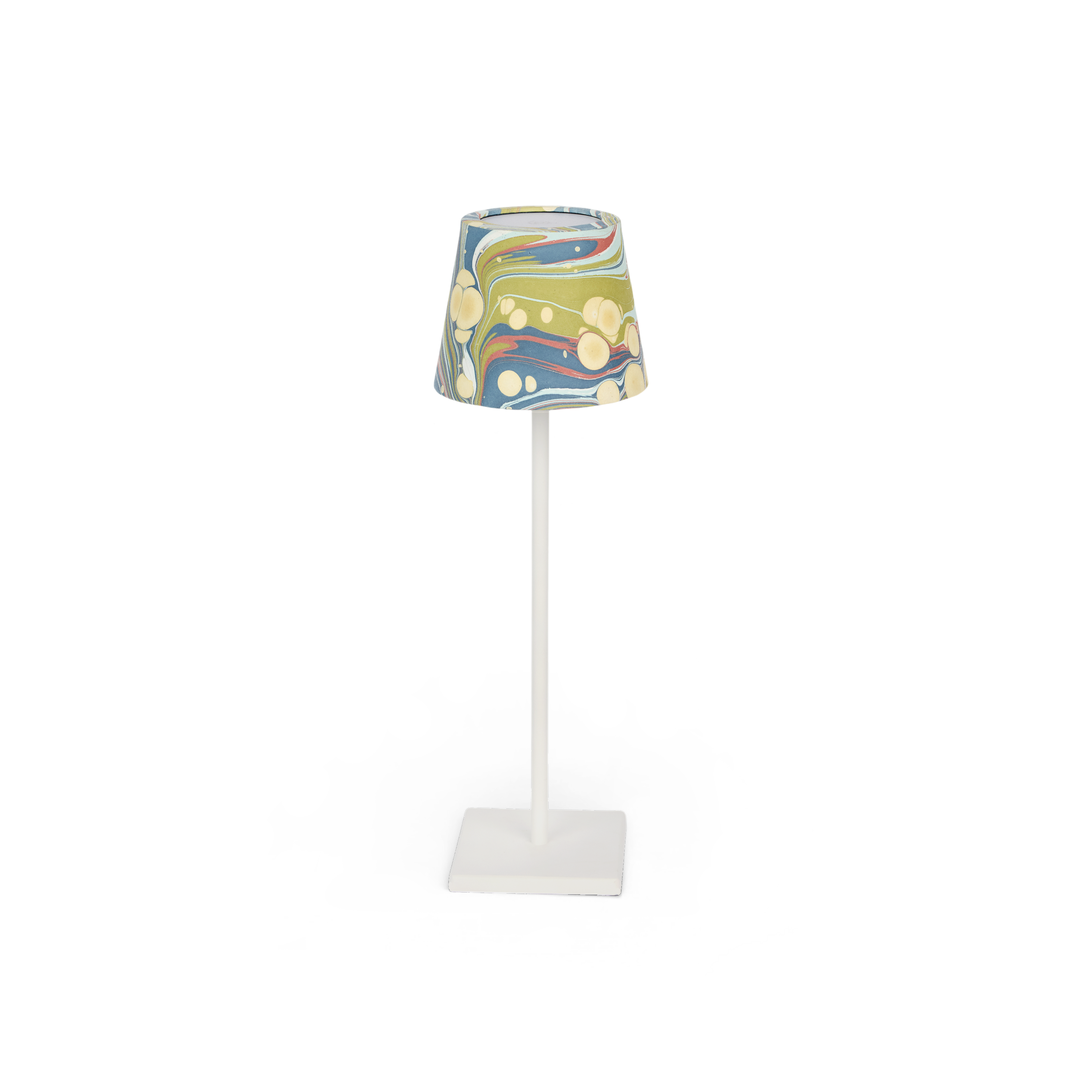 Ocean Swirl – Hand Marbled Lampshade Cover (3.75” H x 4.5” W x 3.5” Ø | 100% Recycled Cotton Paper)