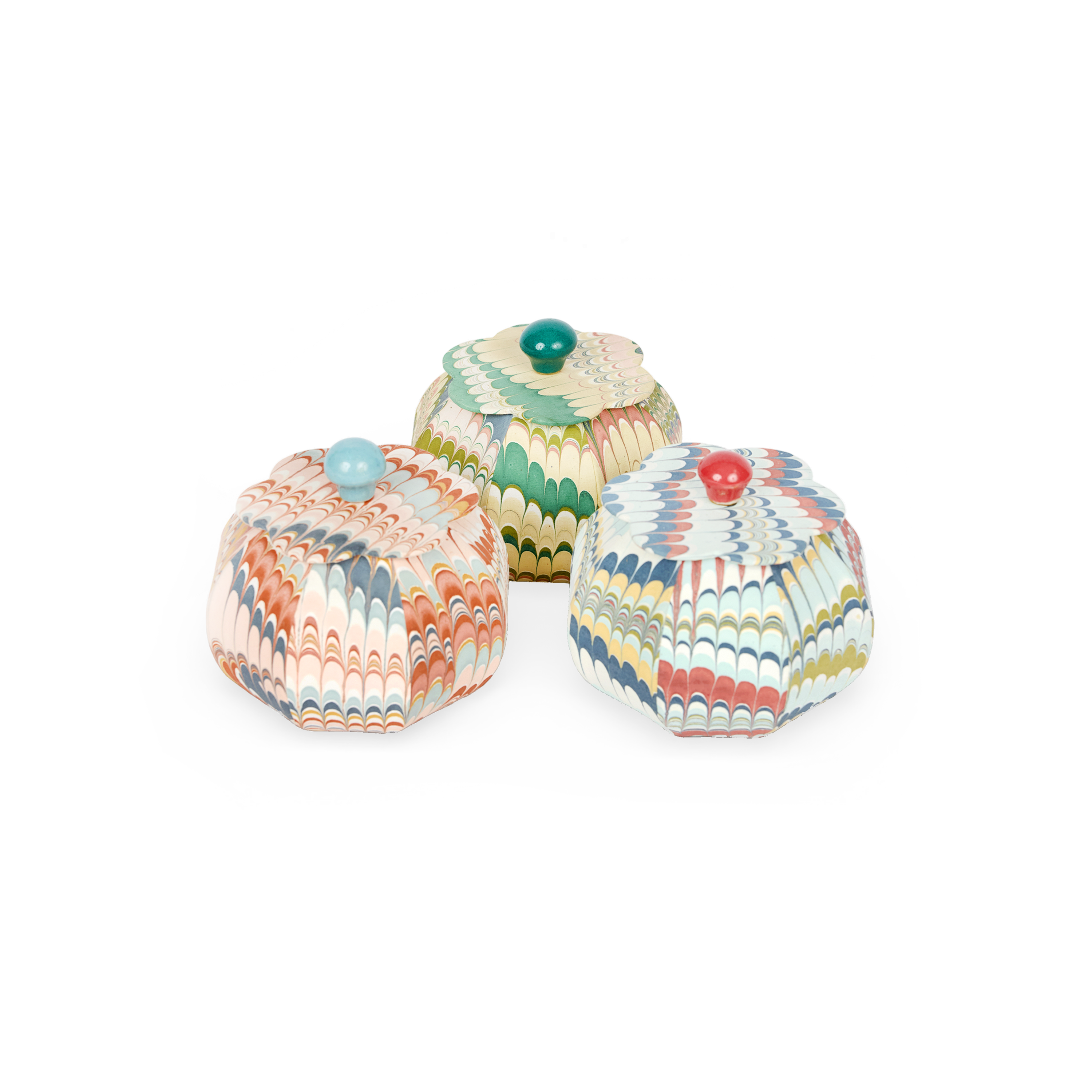 Meadow Wave – Hand Marbled Storage Jar (4.5" x 4.5" x 4" | 100% Recycled Cotton Paper)