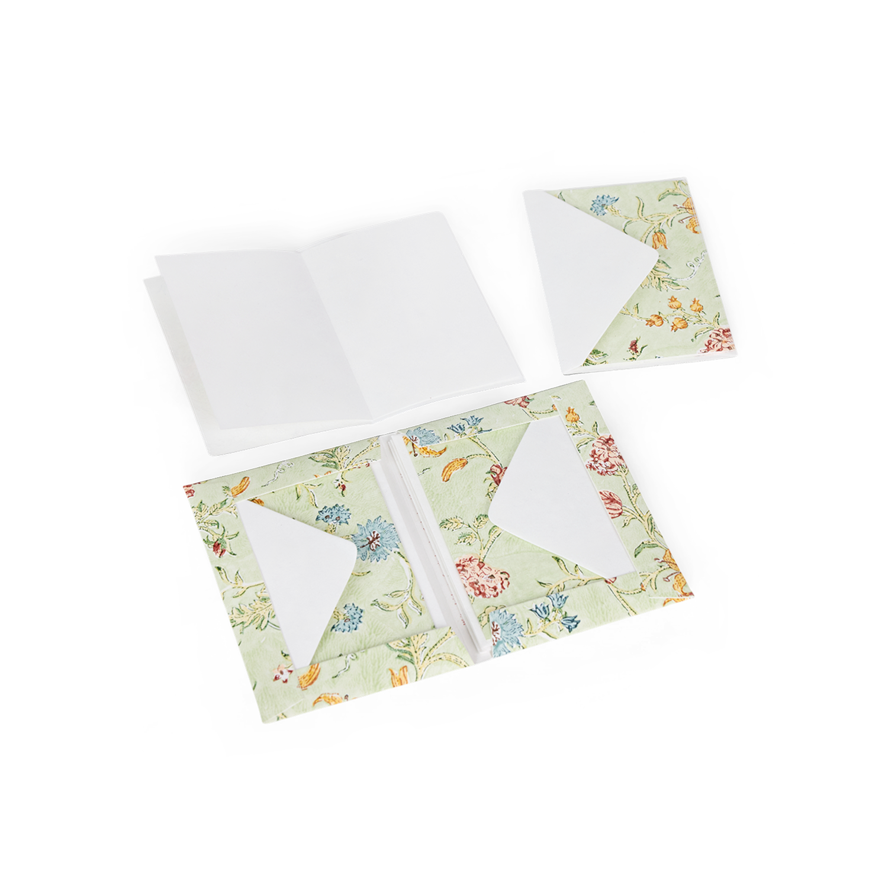 Spring Meadow – Hand Printed Greeting Card Folder Set  (6” x 4” | 100% Recycled Cotton Paper)