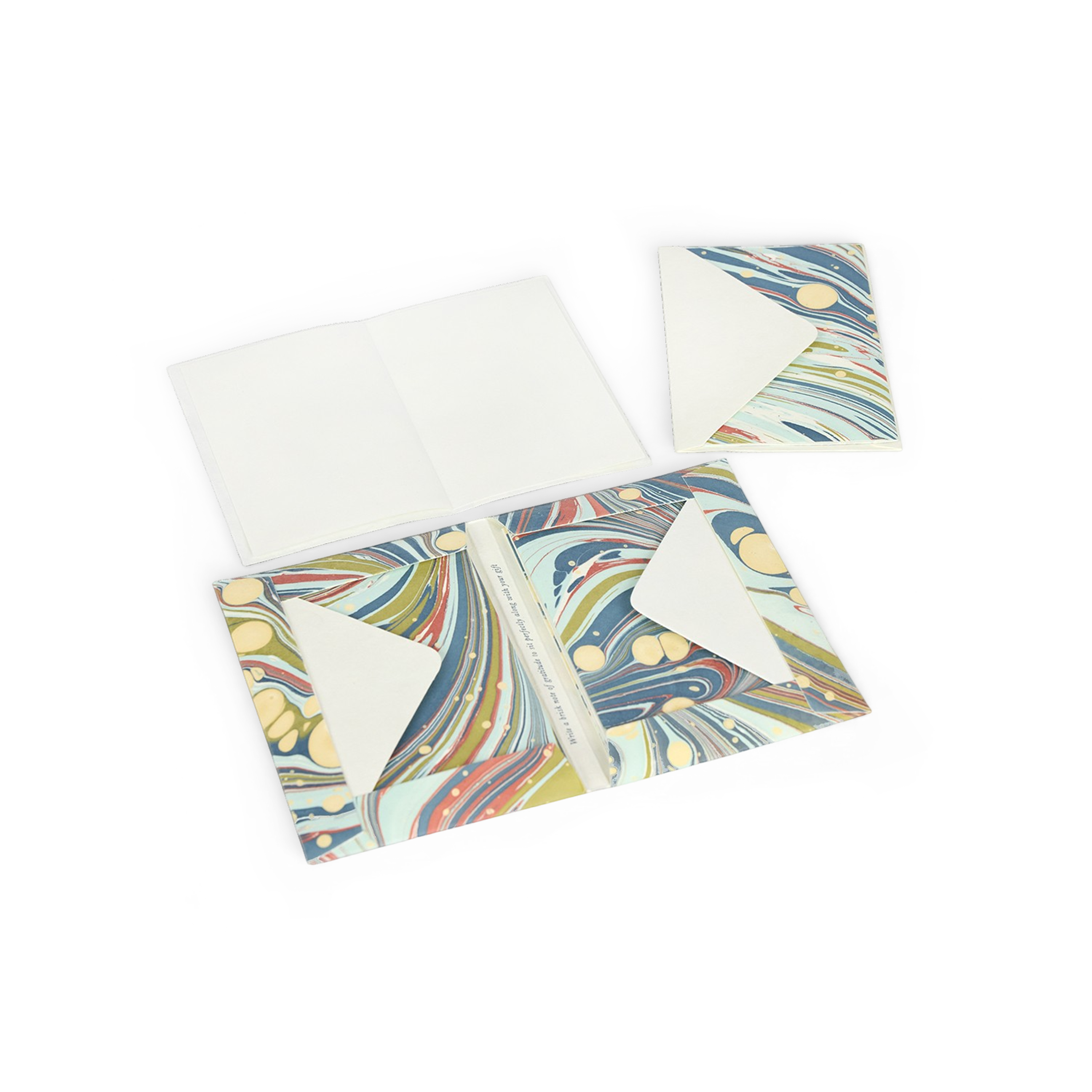 Ocean Swirl – Hand Marbled Greeting Card Folder Set  (6” x 4” | 100% Recycled Cotton Paper)