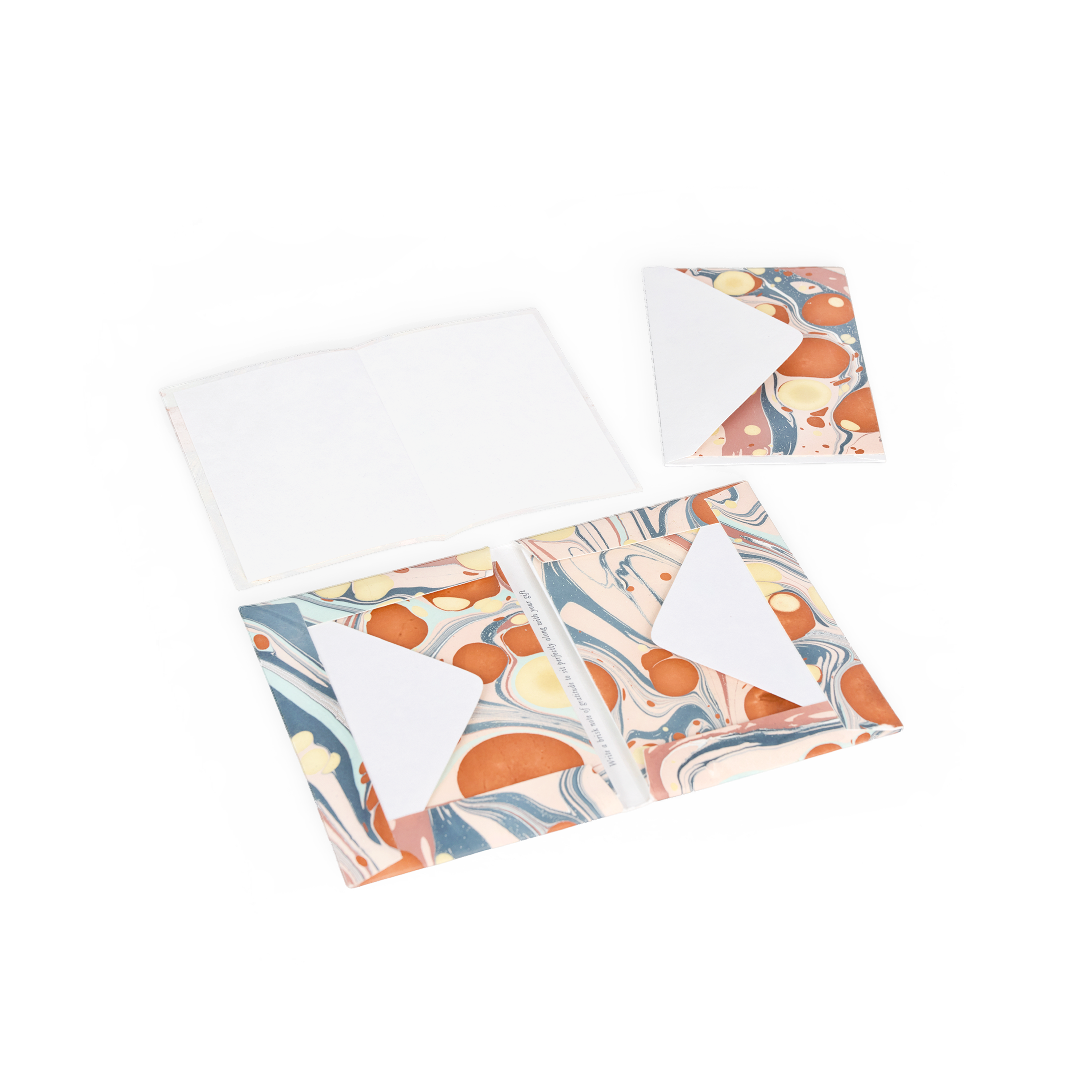 Sunset Stone – Hand Marbled Greeting Card Folder Set  (6” x 4” | 100% Recycled Cotton Paper)