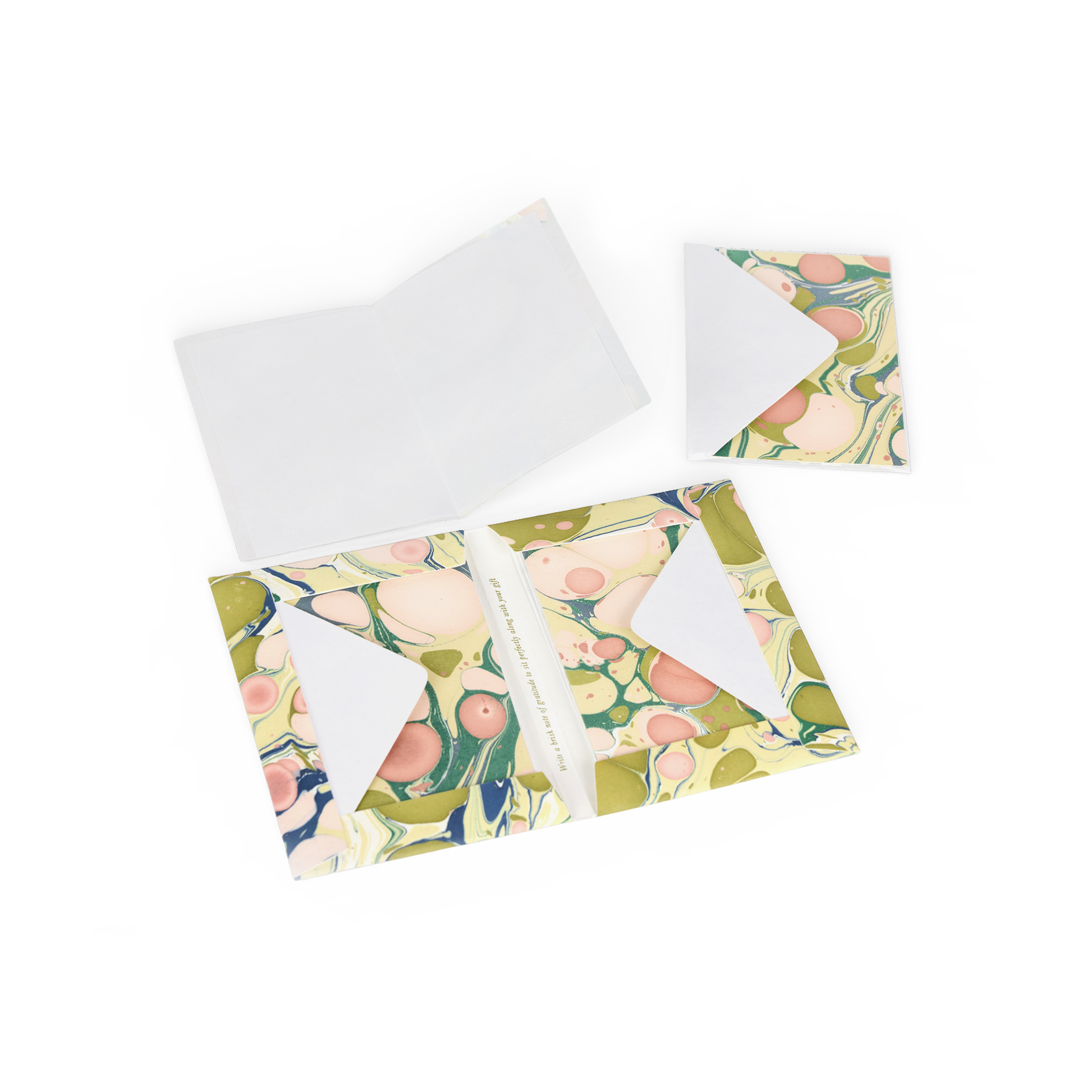 Meadow Stone  – Hand Marbled Greeting Card Folder Set  (6” x 4” | 100% Recycled Cotton Paper)