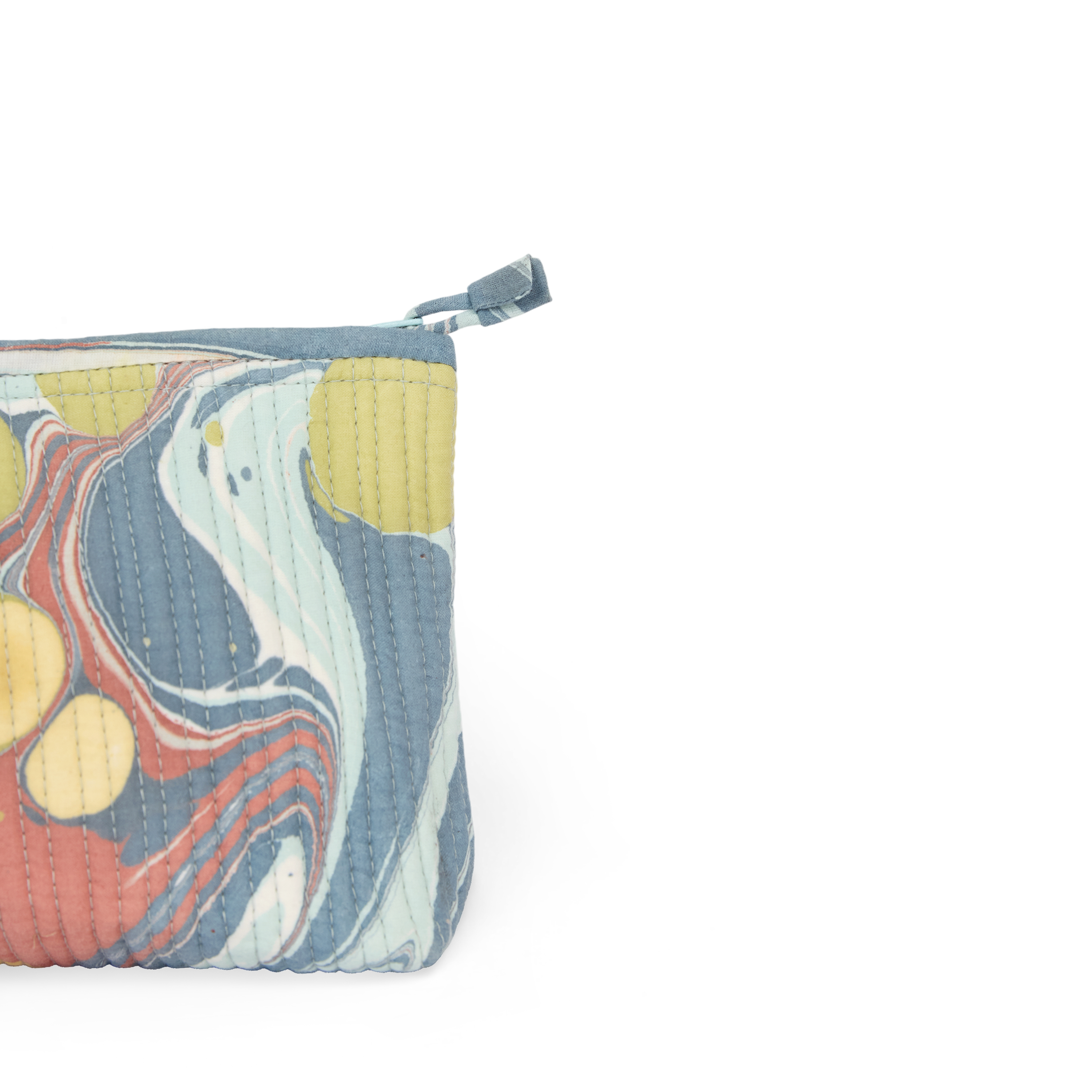 Ocean Stone – Hand Marbled Quilted Cotton Pouch  (Small –  7.5" x 4.5" x 2")