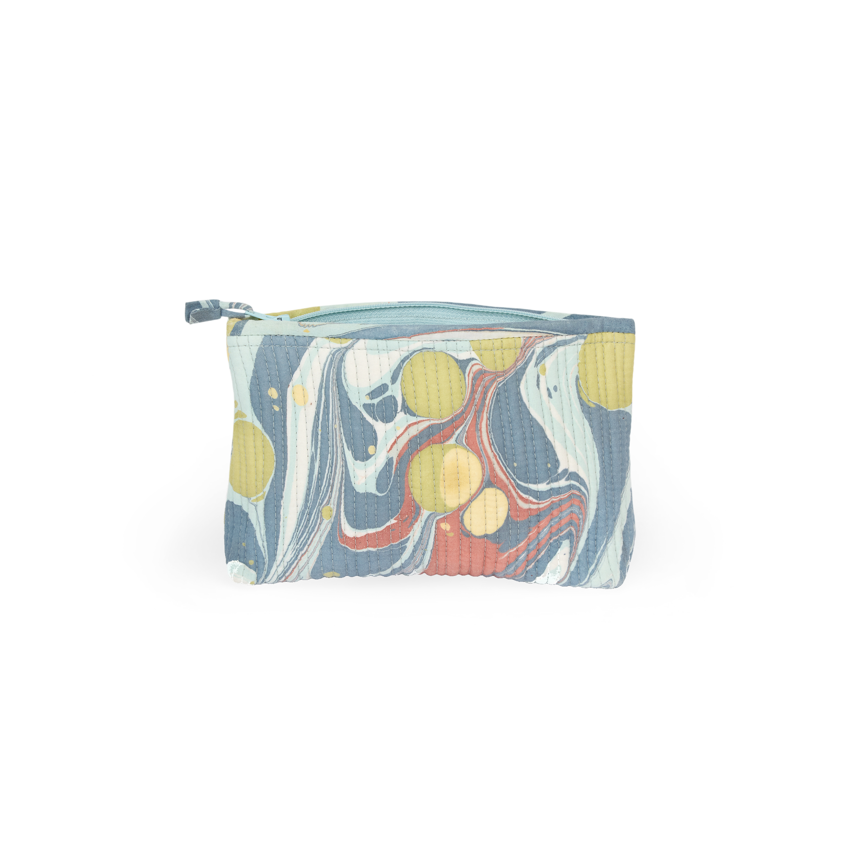 Ocean Stone – Hand Marbled Quilted Cotton Pouch  (Small –  7.5" x 4.5" x 2")