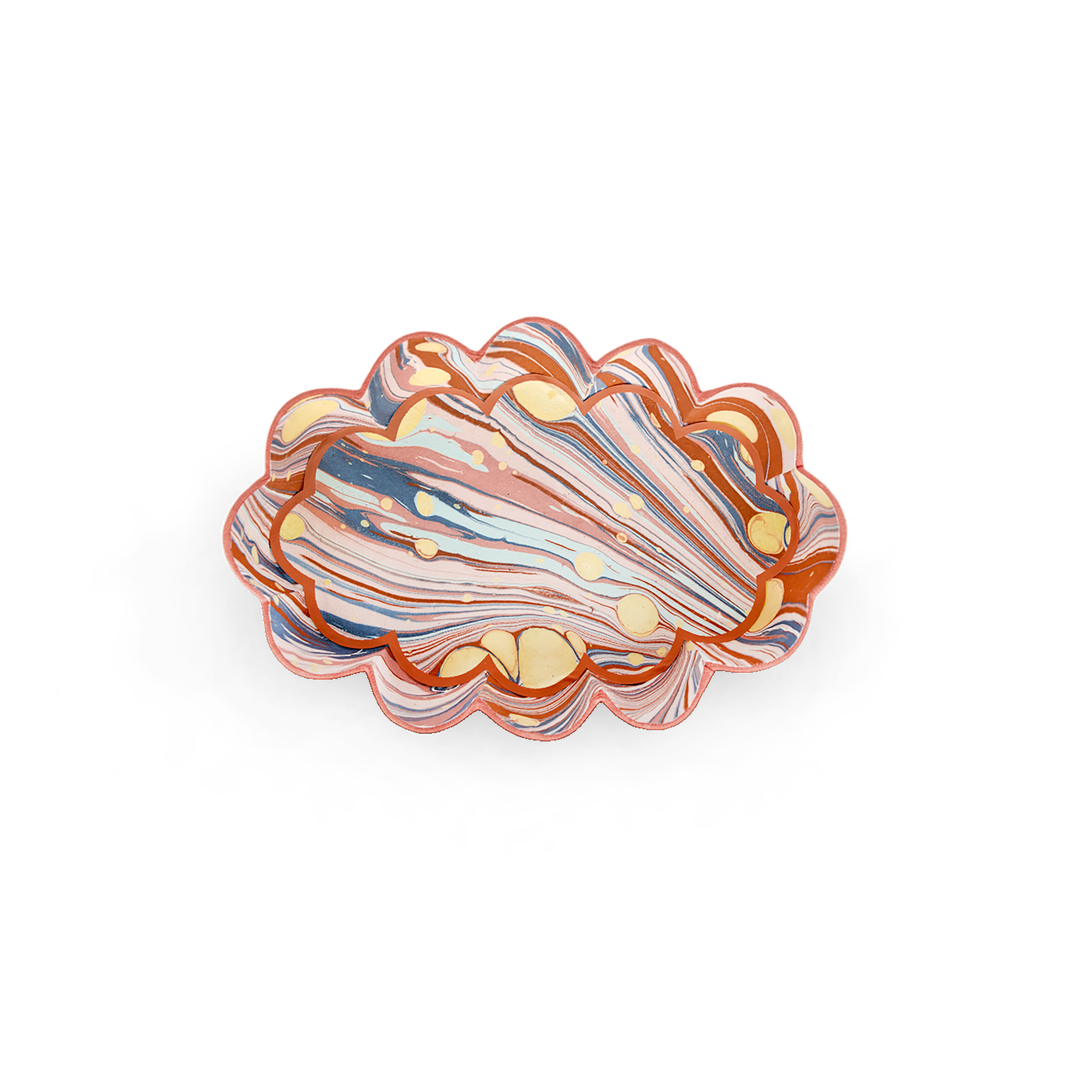 Sunset Swirl – Hand Marbled Scalloped Tray  (7.5" x 5.25" x 1.6")