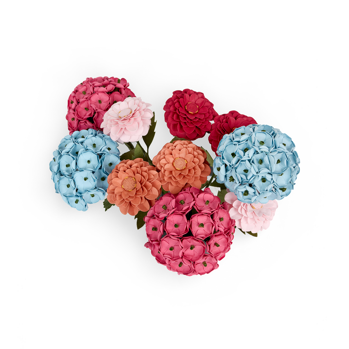Old Rose Hydrangea – Handcrafted Paper Flower Stick (Approx. 2.5" W x 9" H)