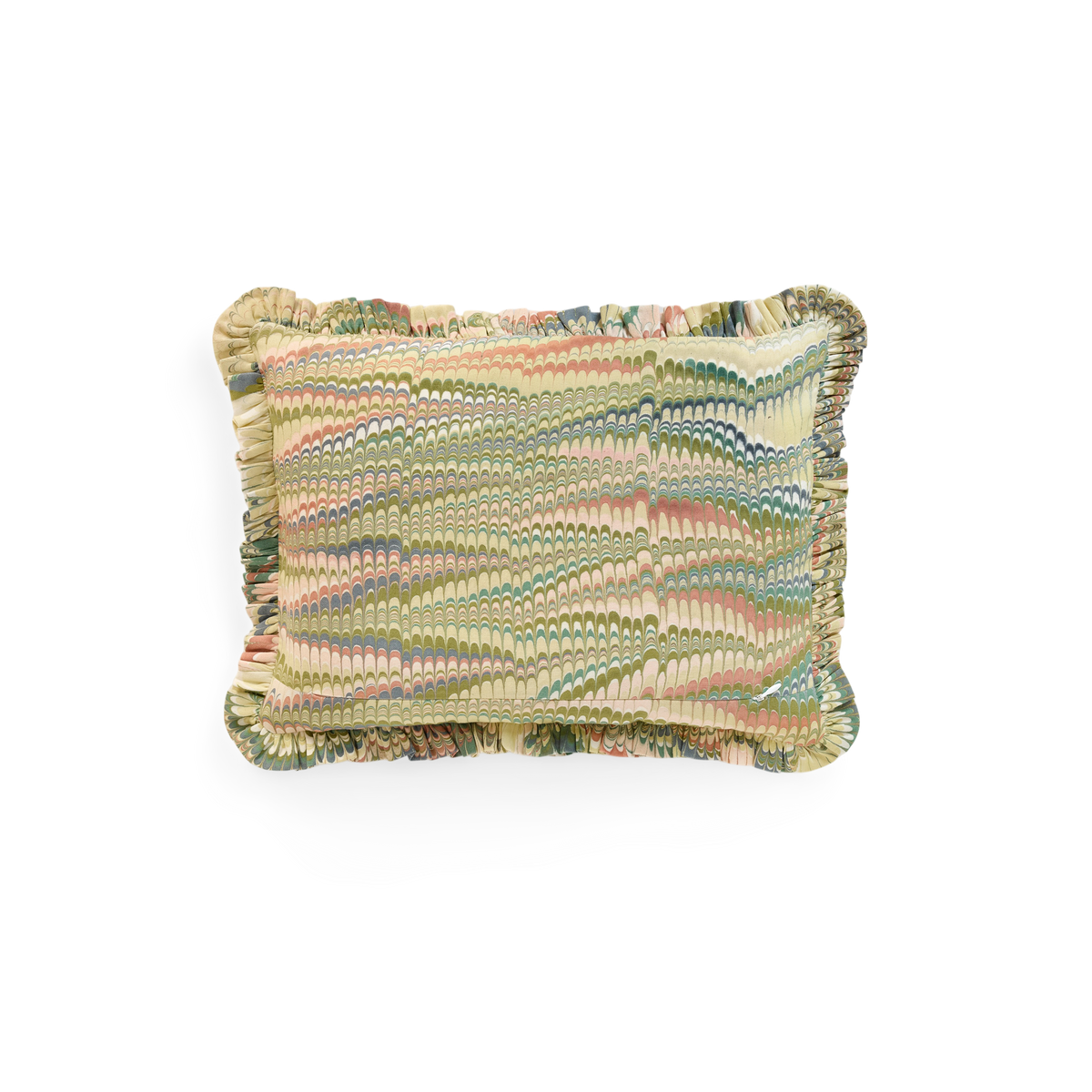 Meadow Wave – Hand Marbled Cotton Pillow Cover 12" x 16"