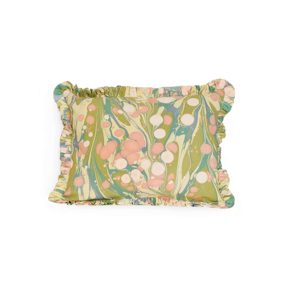 Meadow Stone  – Hand Marbled Cotton Pillow Cover 12" x 16"