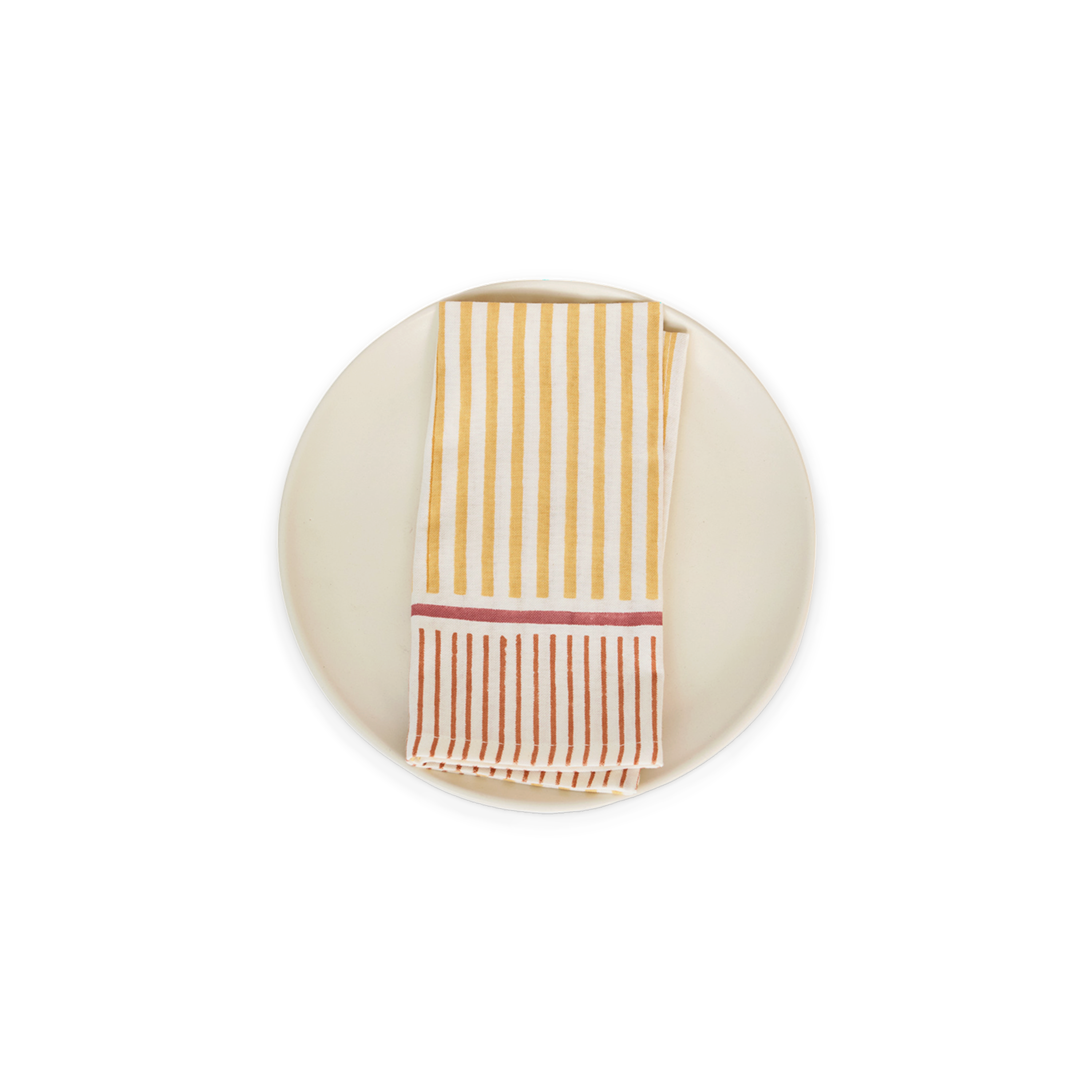 Marigold Stripe – Hand Block Printed Cotton Napkin (Set of 2) (18" x 18")