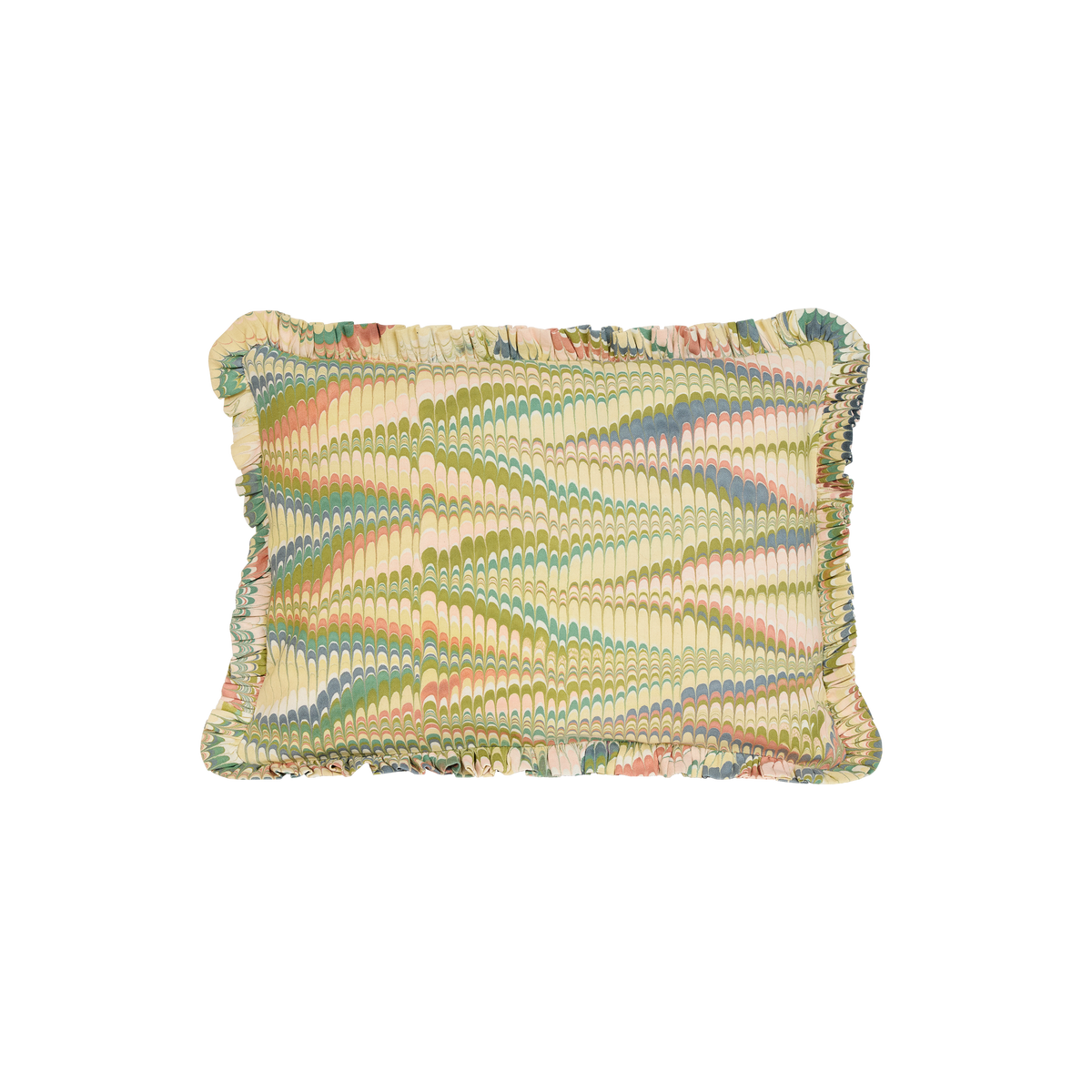 Meadow Wave – Hand Marbled Cotton Pillow Cover 12" x 16"