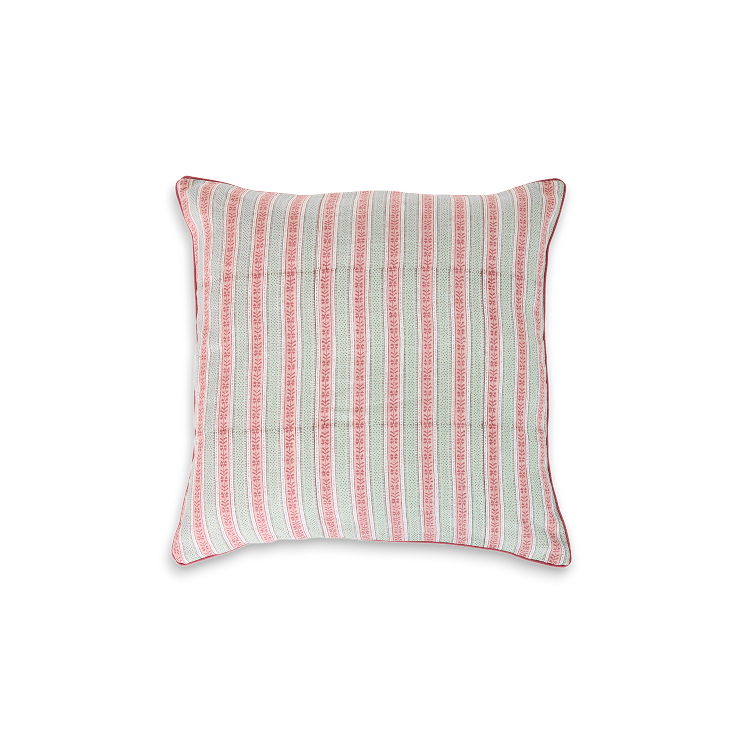 Rose Trail – Hand Block Printed Linen Pillow Cover (20" x 20")