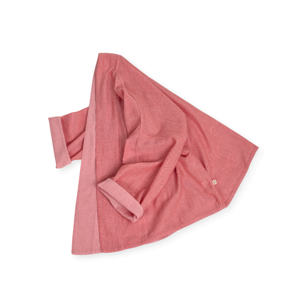 Pinstripe Kimono – Double Cotton Gauze Duster in Blush Red (Sizes: S/M and L/XL)