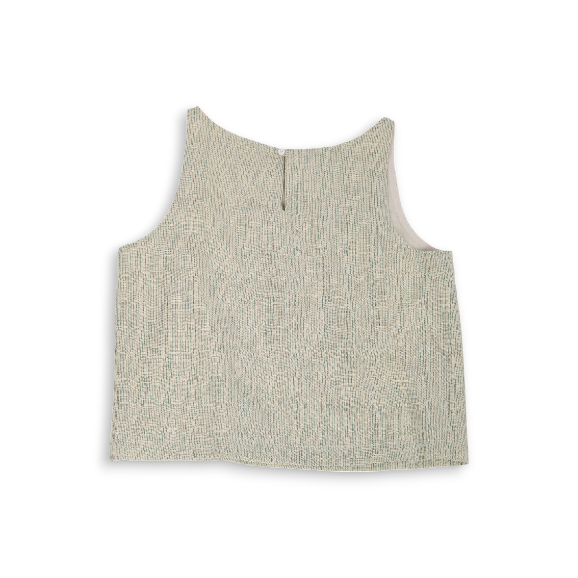 Aira Top – Kala Cotton Handwoven Stripe Top (Sleeveless | Soft Sage Stripes | Sizes S–L