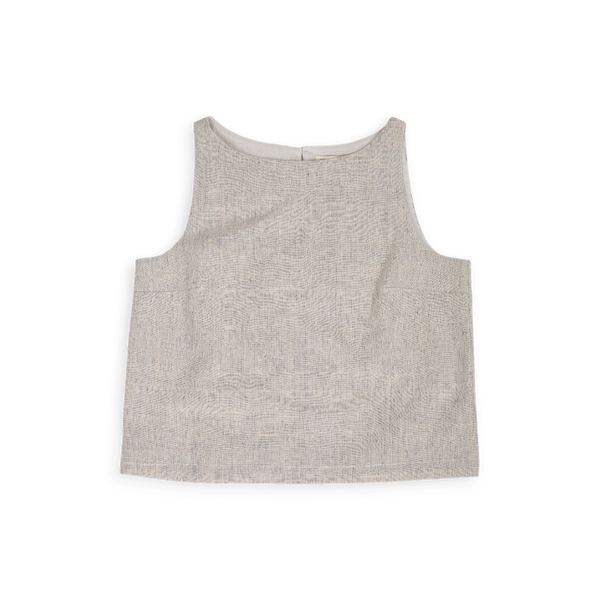 Nama Top – Kala Cotton Handwoven Stripe Top (Sleeveless | Natural Indigo Pinstripes | Sizes S–L)