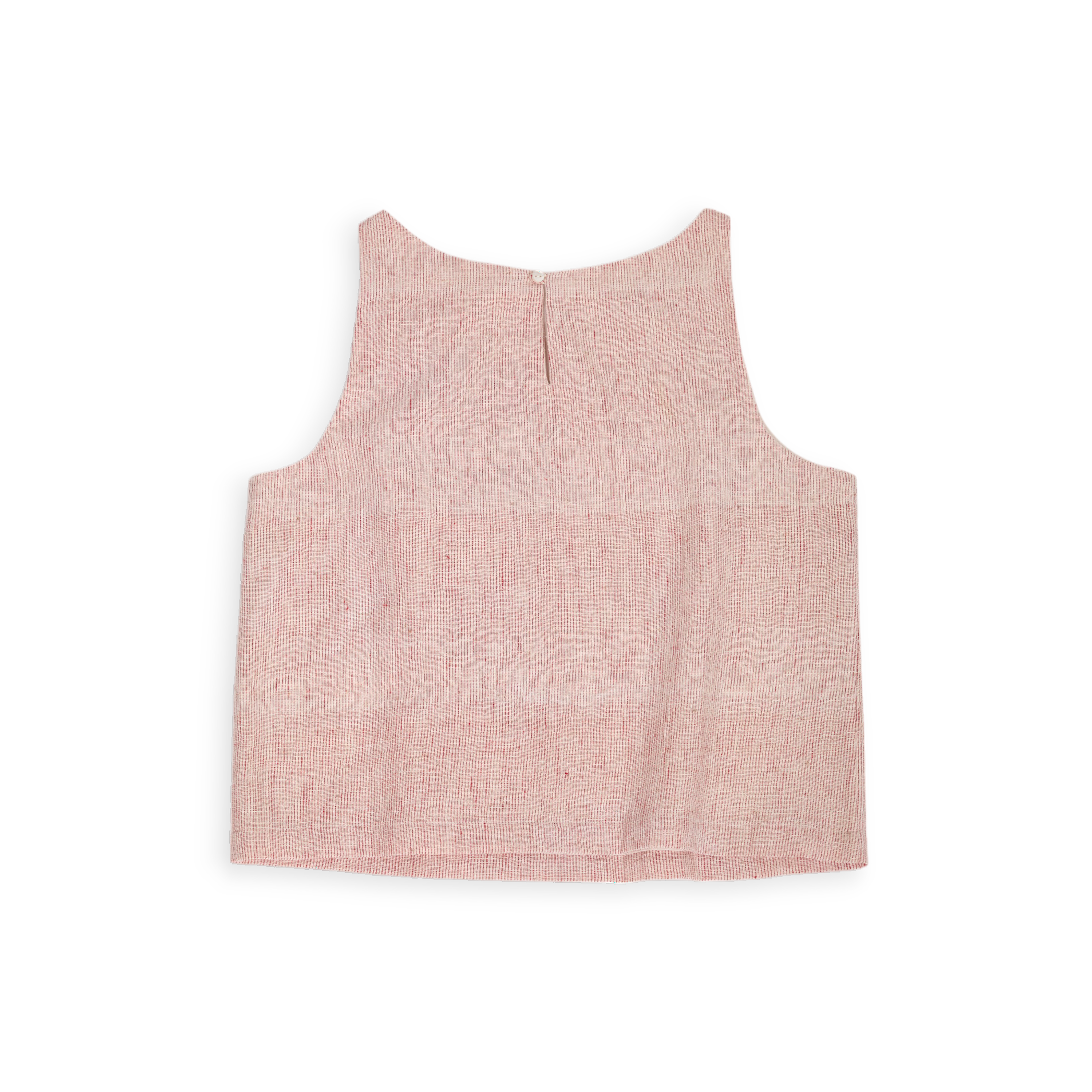 Inaya Top – Handwoven Cotton Cropped Tank in Coral Pinstripes (Sleeveless | Back Closure | Sizes S–L)